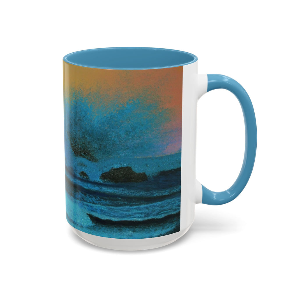 Ocean Sunset Accent Coffee Mug — Blue Teal Seascape Art (11/15oz)
