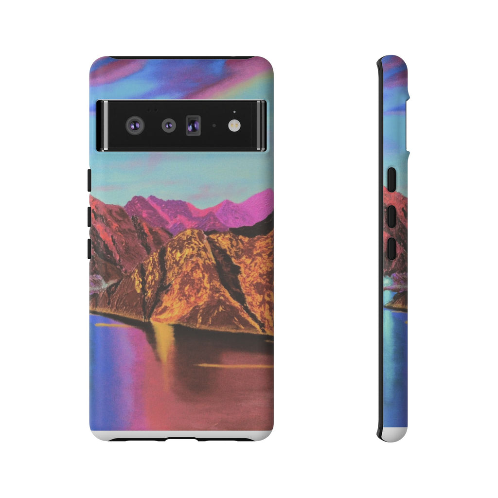 Protective Phone Case — Vibrant Retro Mountain Landscape