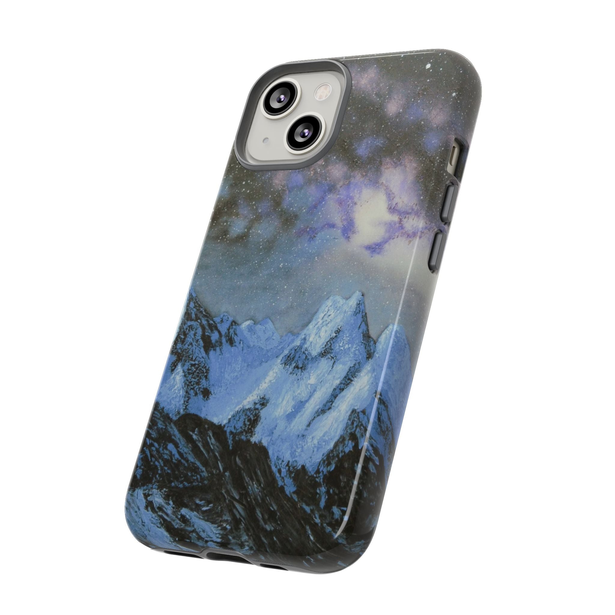 Mountain Night Sky Phone Case — Tough Protective iPhone Cover with Aurora & Snowy Peaks