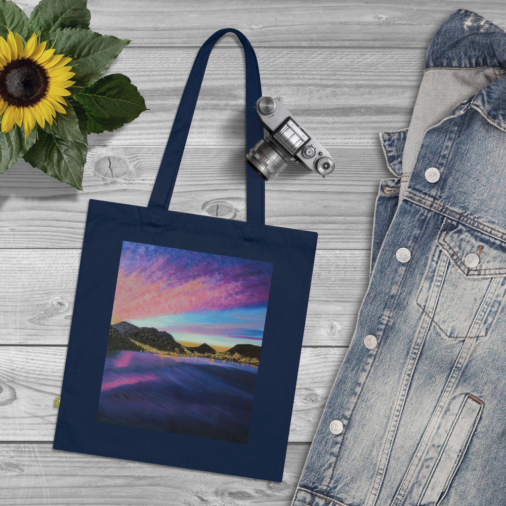 Sunset Beach Tote Bag — Ocean Sunset Print Organic Cotton Tote