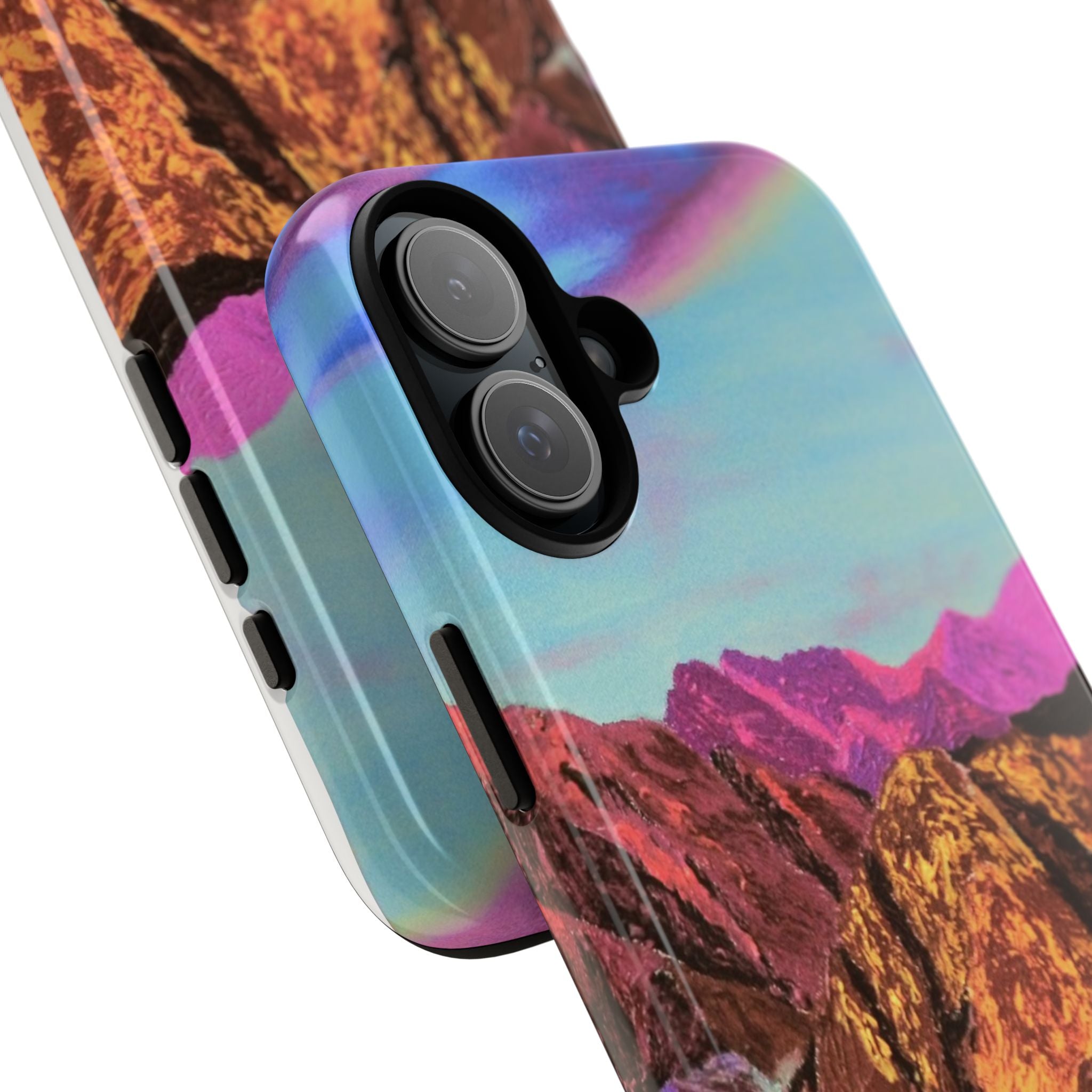 Protective Phone Case — Vibrant Retro Mountain Landscape