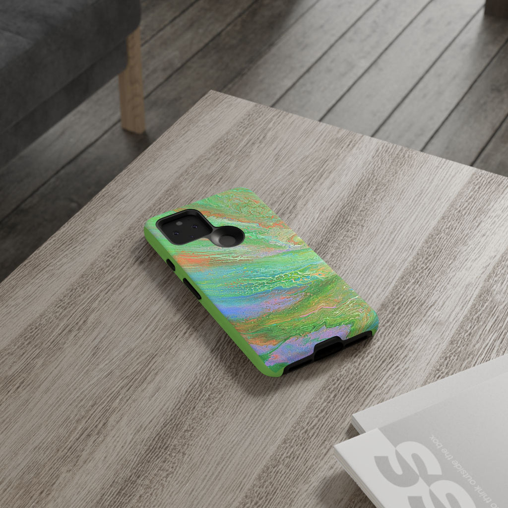 Marbled Green Abstract Phone Case — Protective Tough Case for iPhone