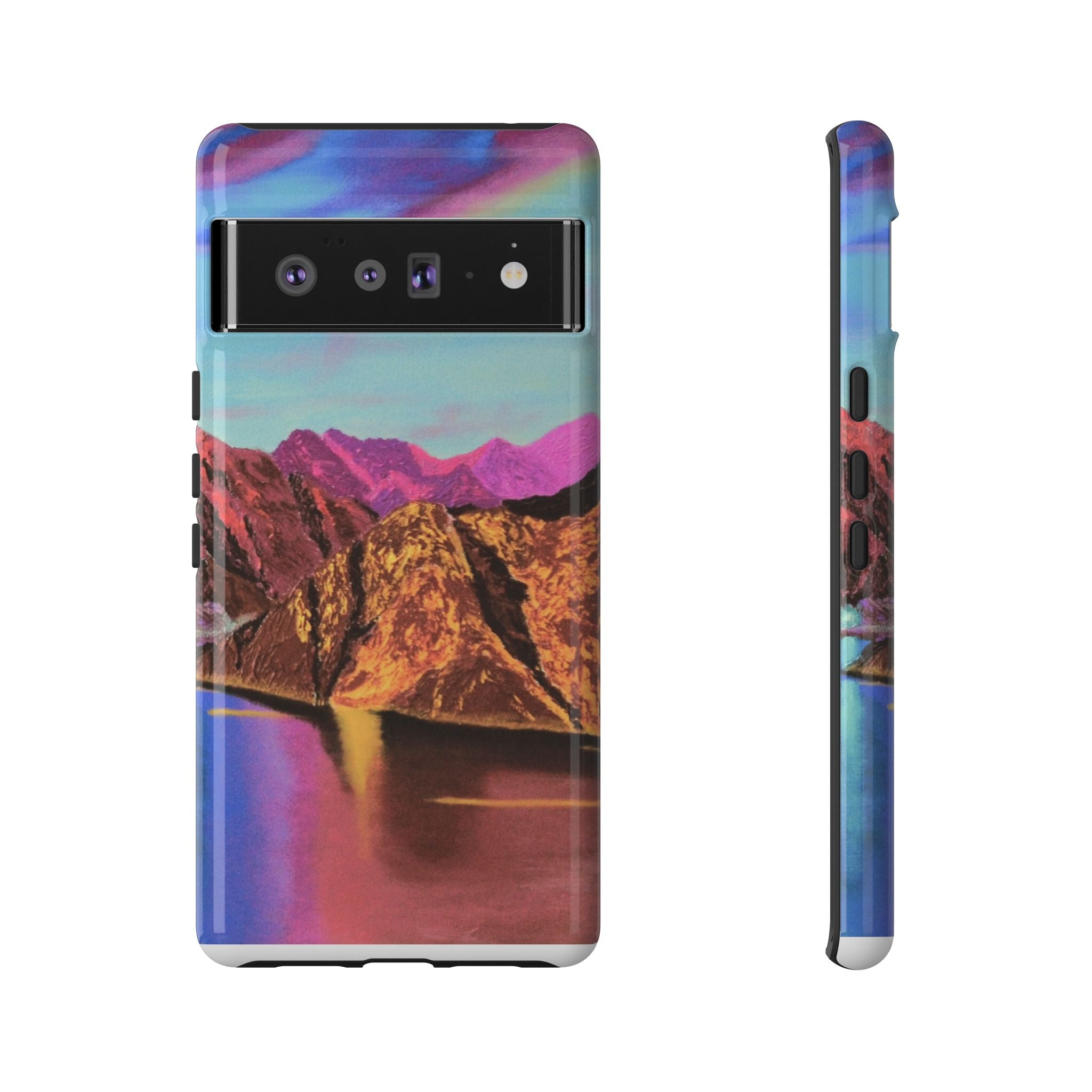 Protective Phone Case — Vibrant Retro Mountain Landscape