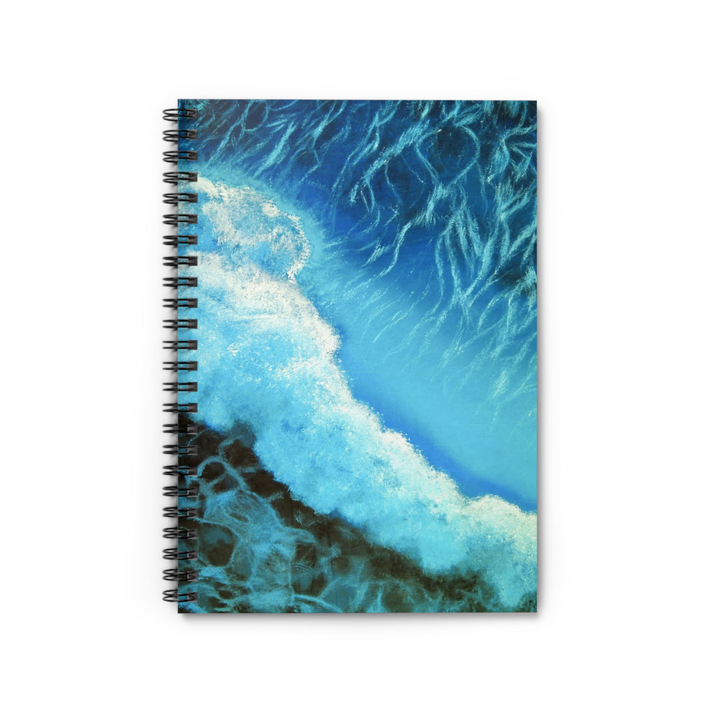 Ocean Wave Spiral Notebook — Ruled Journal with Blue Sea Art Cover