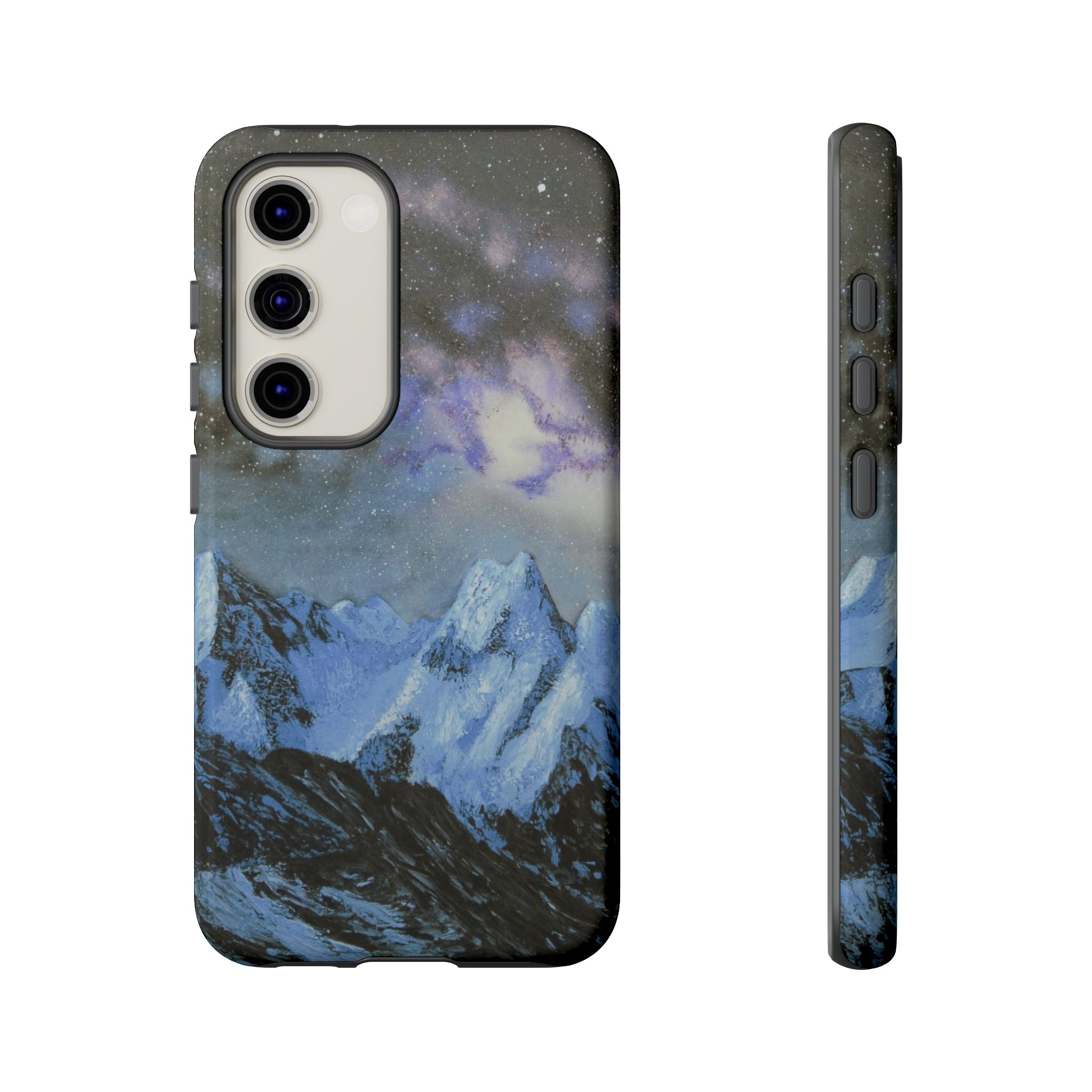 Mountain Night Sky Phone Case — Tough Protective iPhone Cover with Aurora & Snowy Peaks