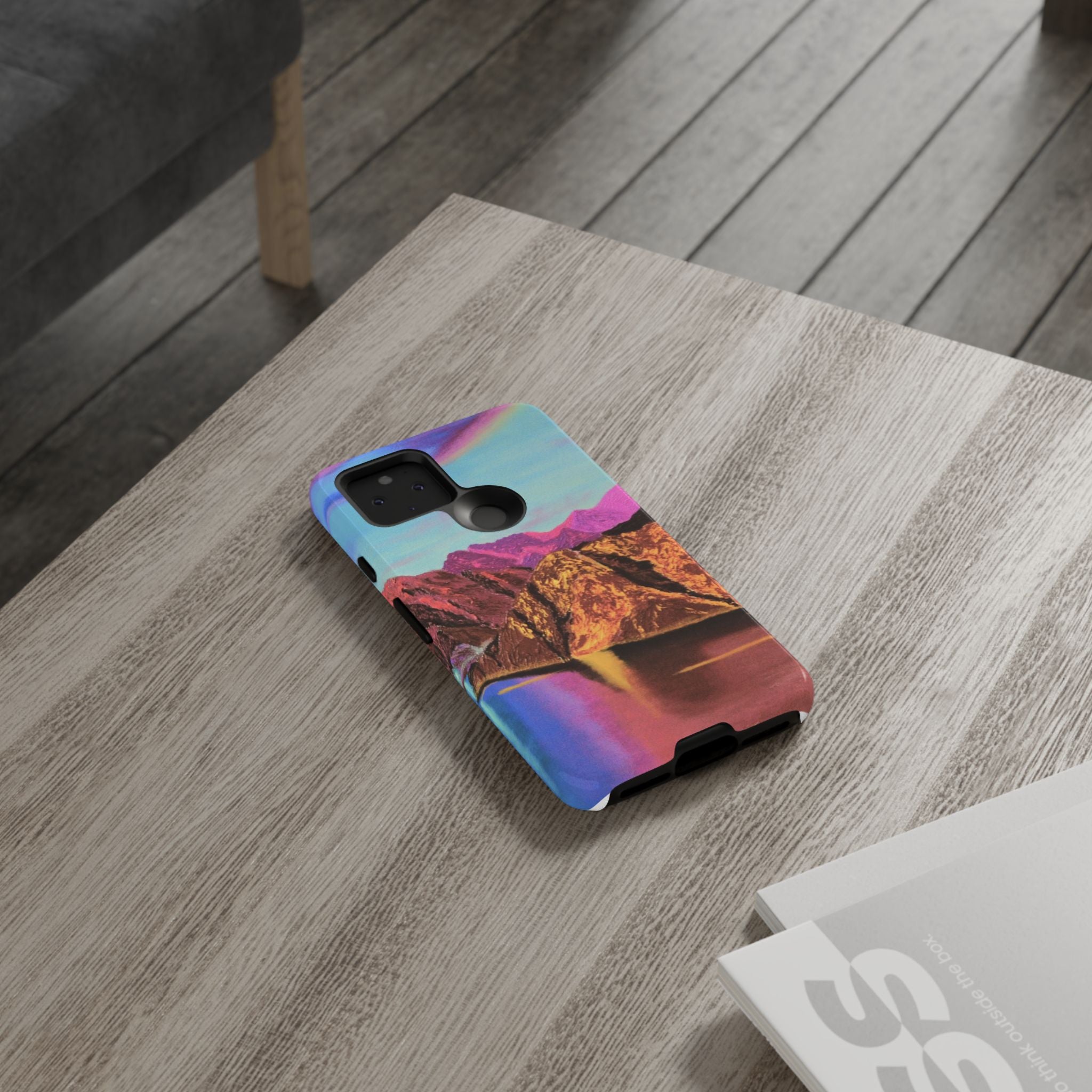 Protective Phone Case — Vibrant Retro Mountain Landscape