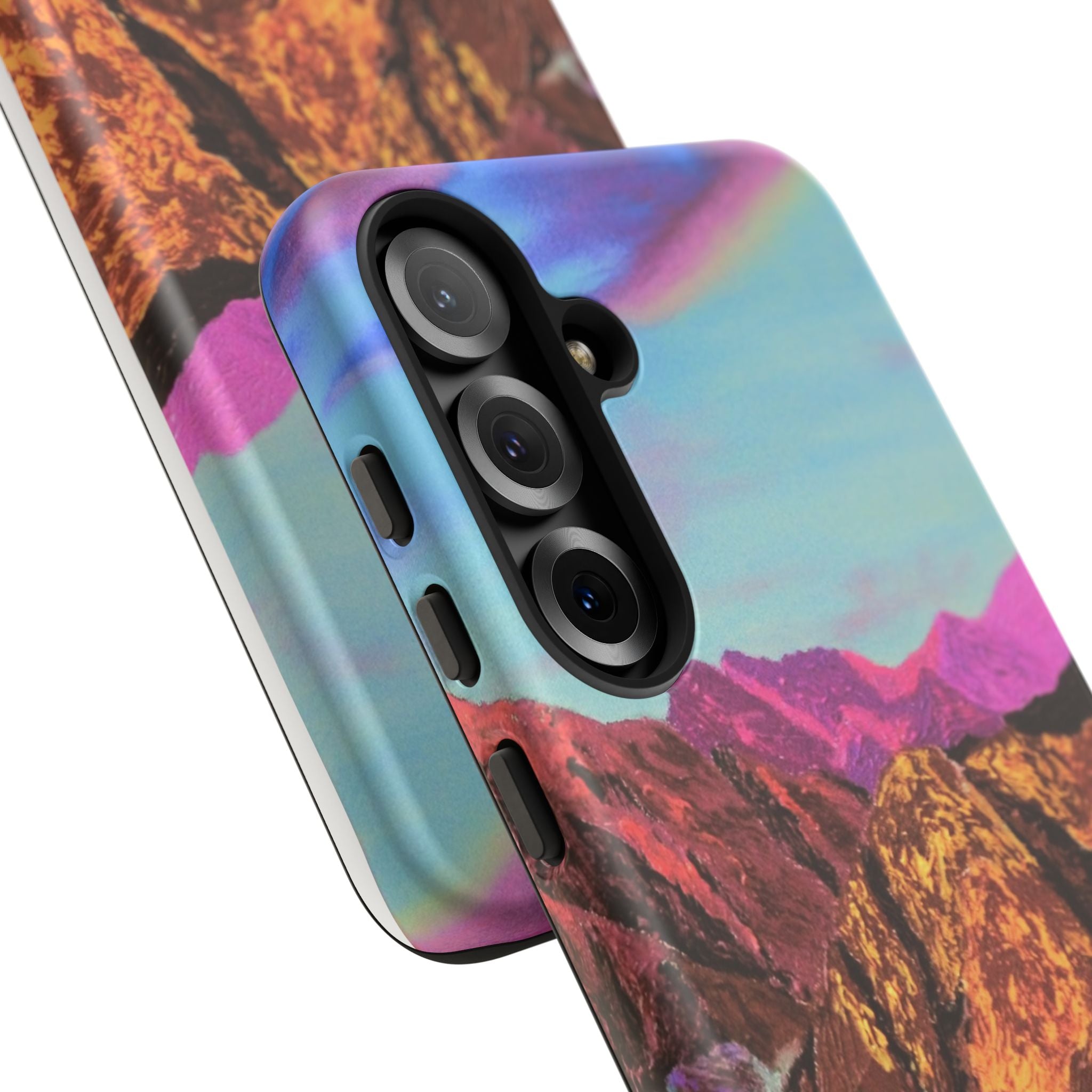 Protective Phone Case — Vibrant Retro Mountain Landscape