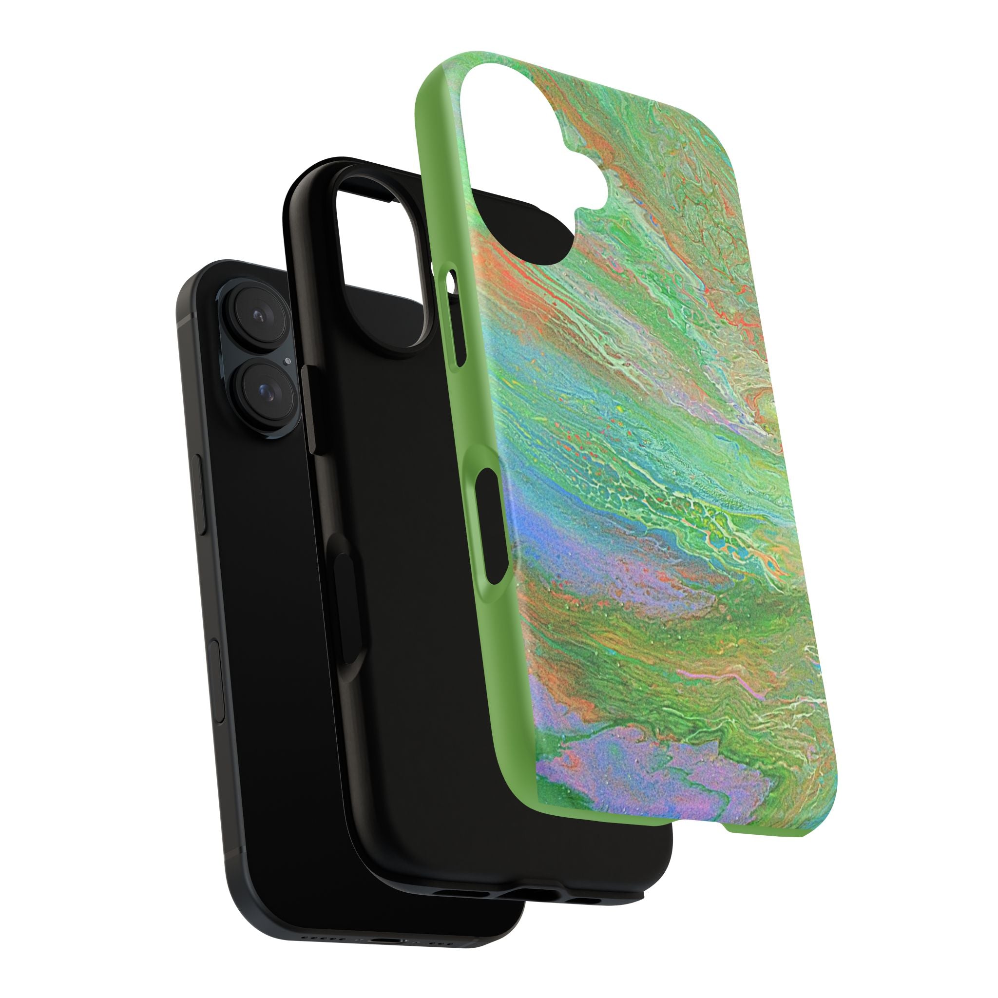 Marbled Green Abstract Phone Case — Protective Tough Case for iPhone
