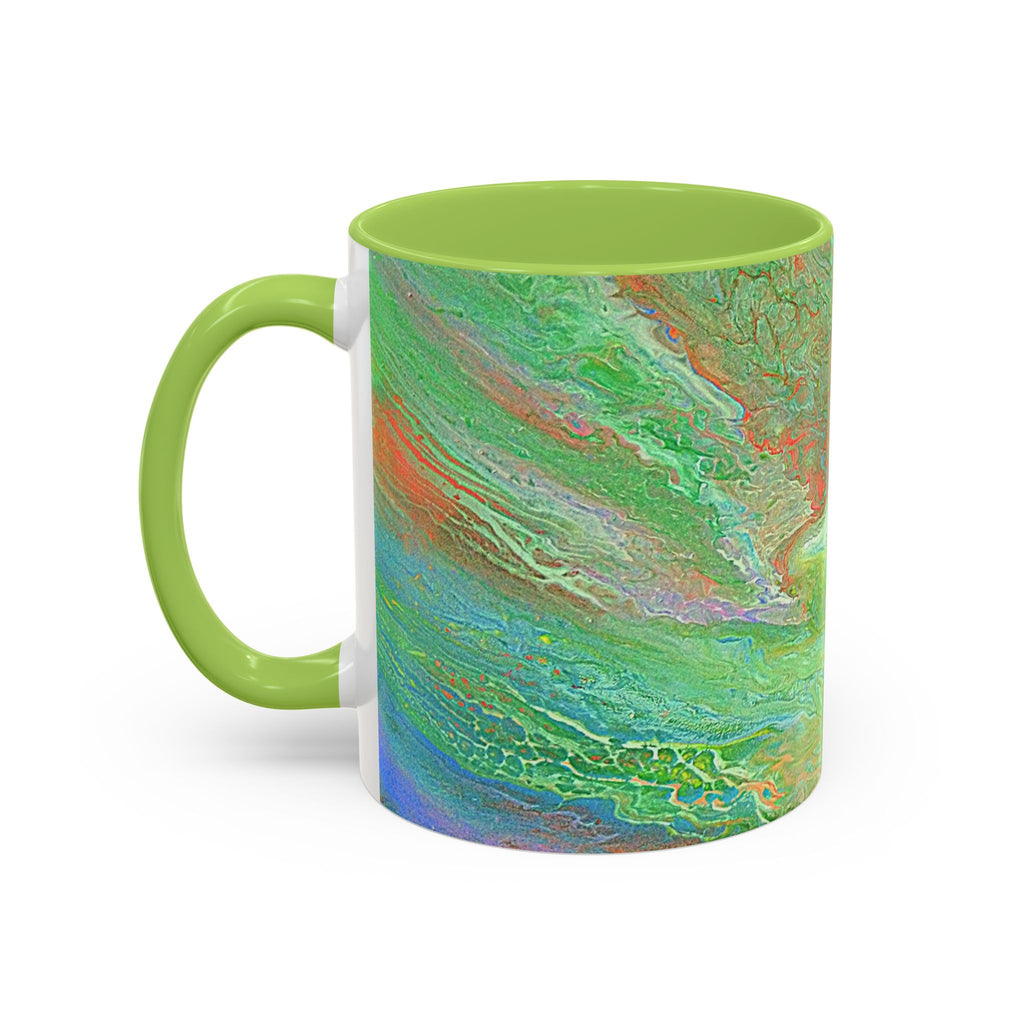Green Marble Accent Coffee Mug — Abstract Swirl Art 11/15oz