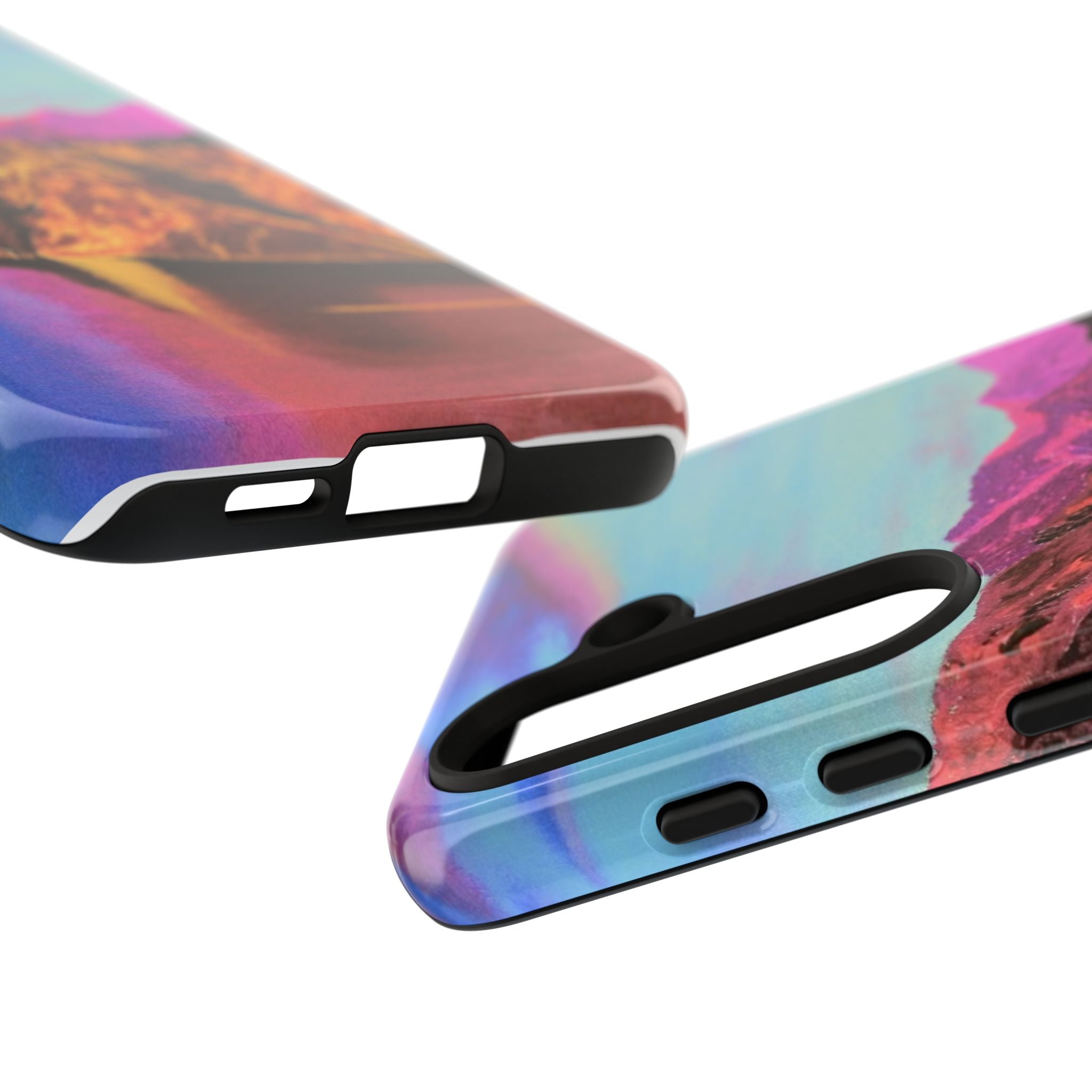 Protective Phone Case — Vibrant Retro Mountain Landscape