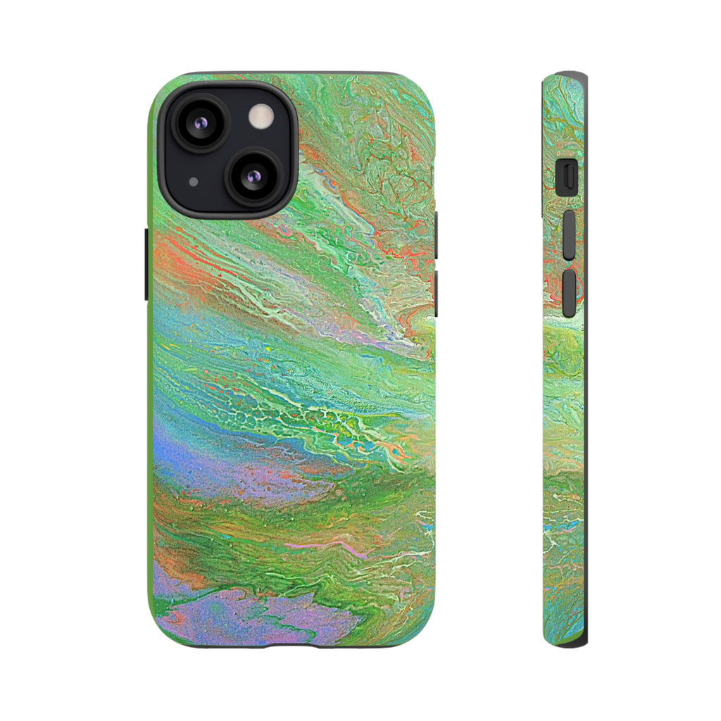 Marbled Green Abstract Phone Case — Protective Tough Case for iPhone