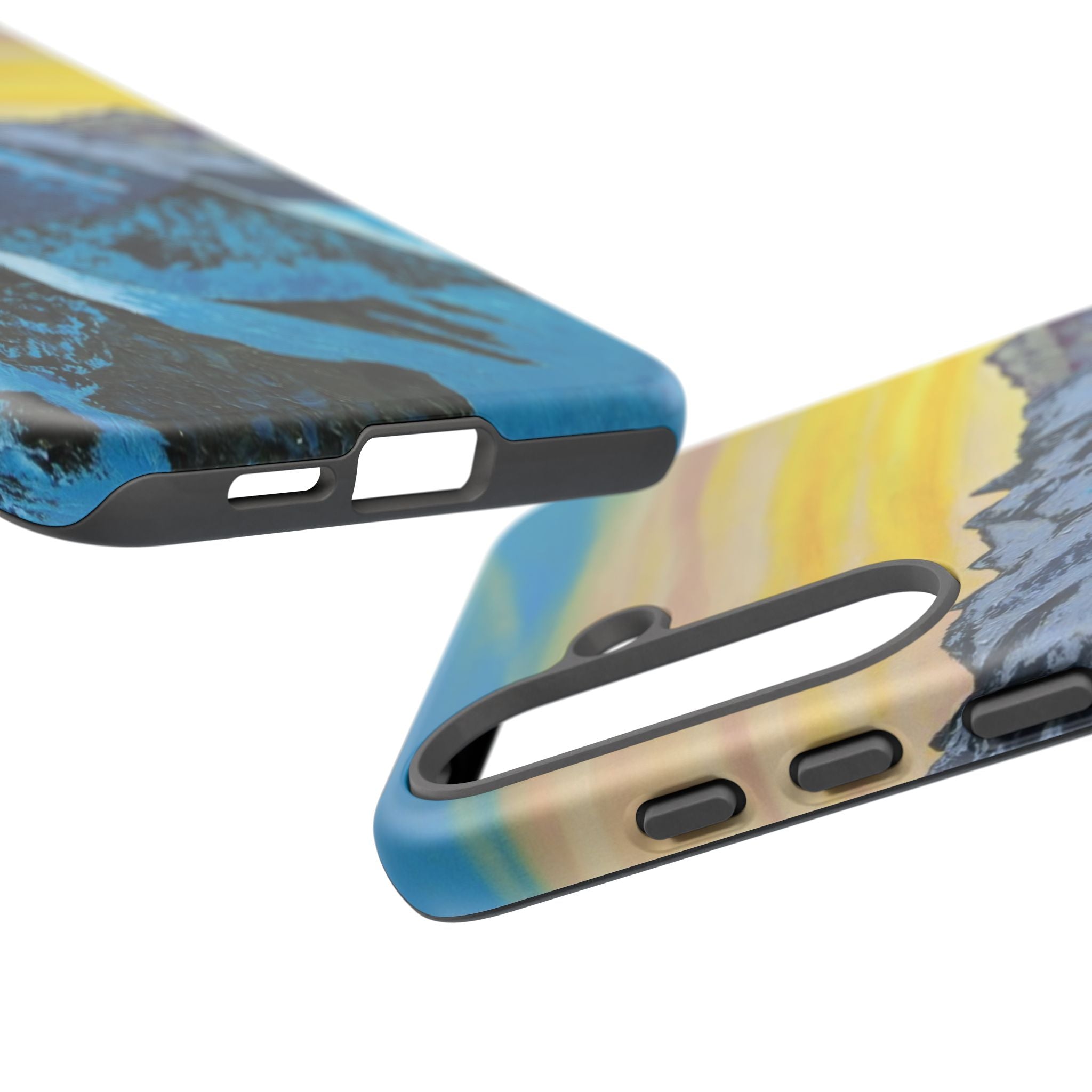 Mountain Sunset Phone Case — Protective Tough Case with Scenic Blue Peaks Design