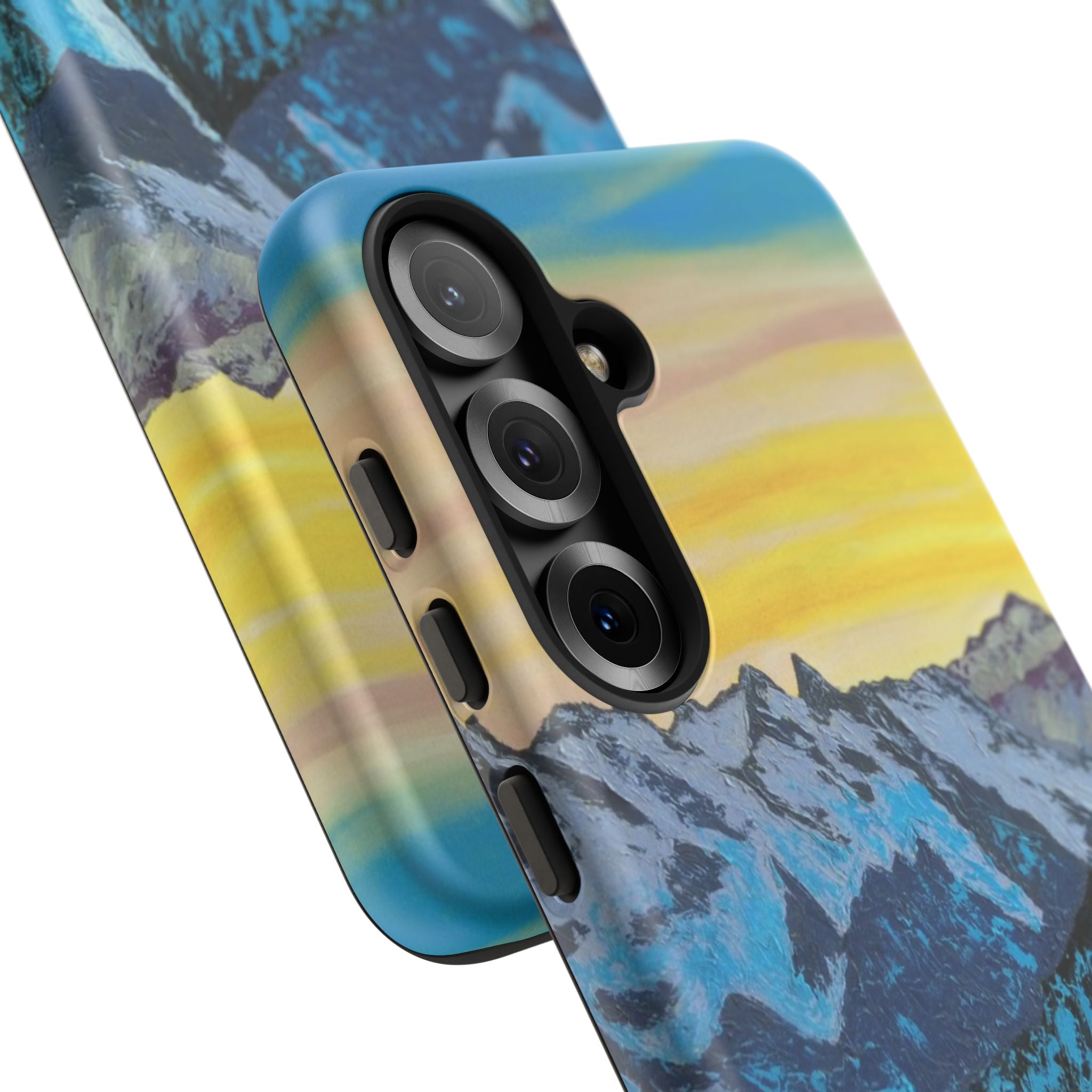 Mountain Sunset Phone Case — Protective Tough Case with Scenic Blue Peaks Design