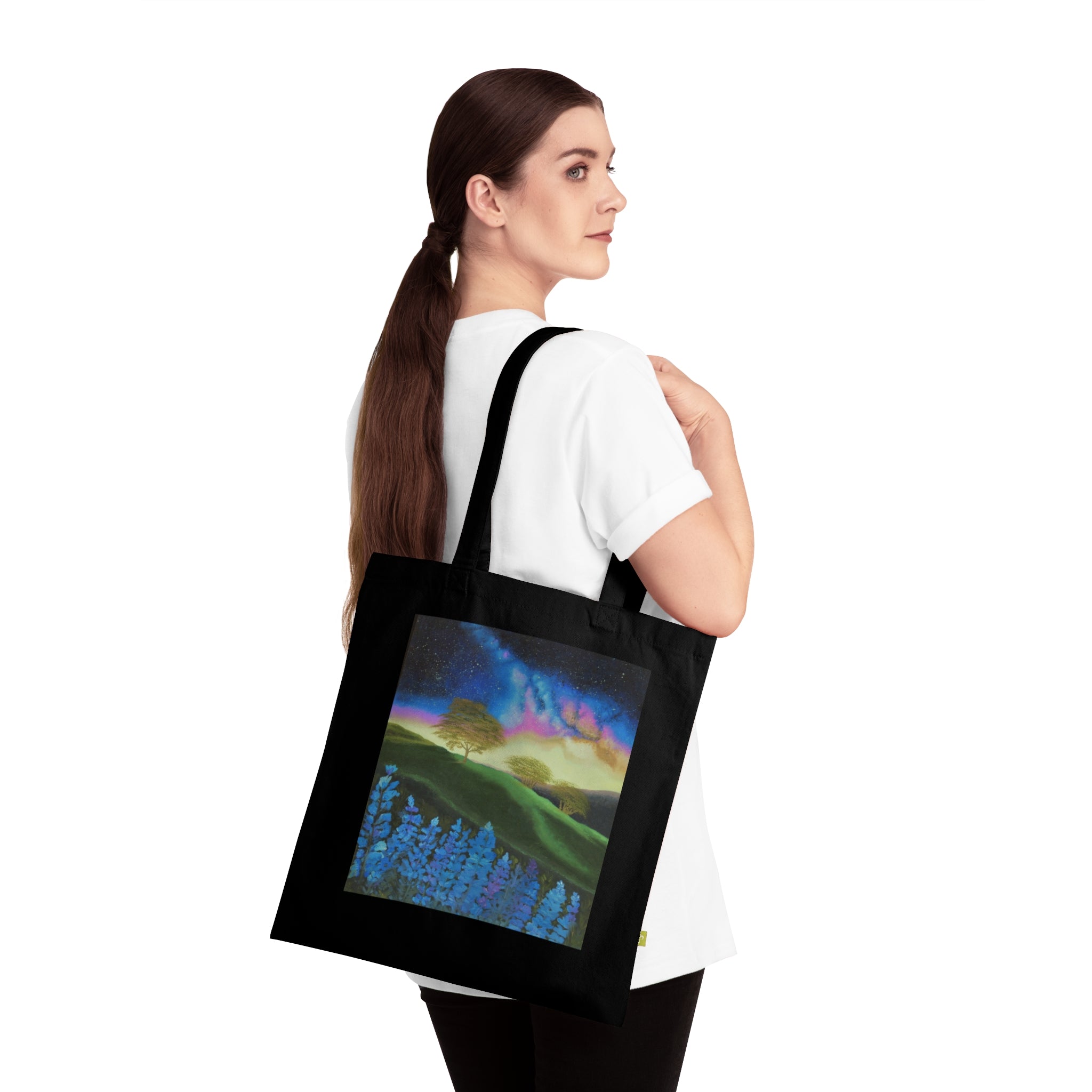 Aurora Night Landscape Tote Bag — Organic Cotton Eco Shopper