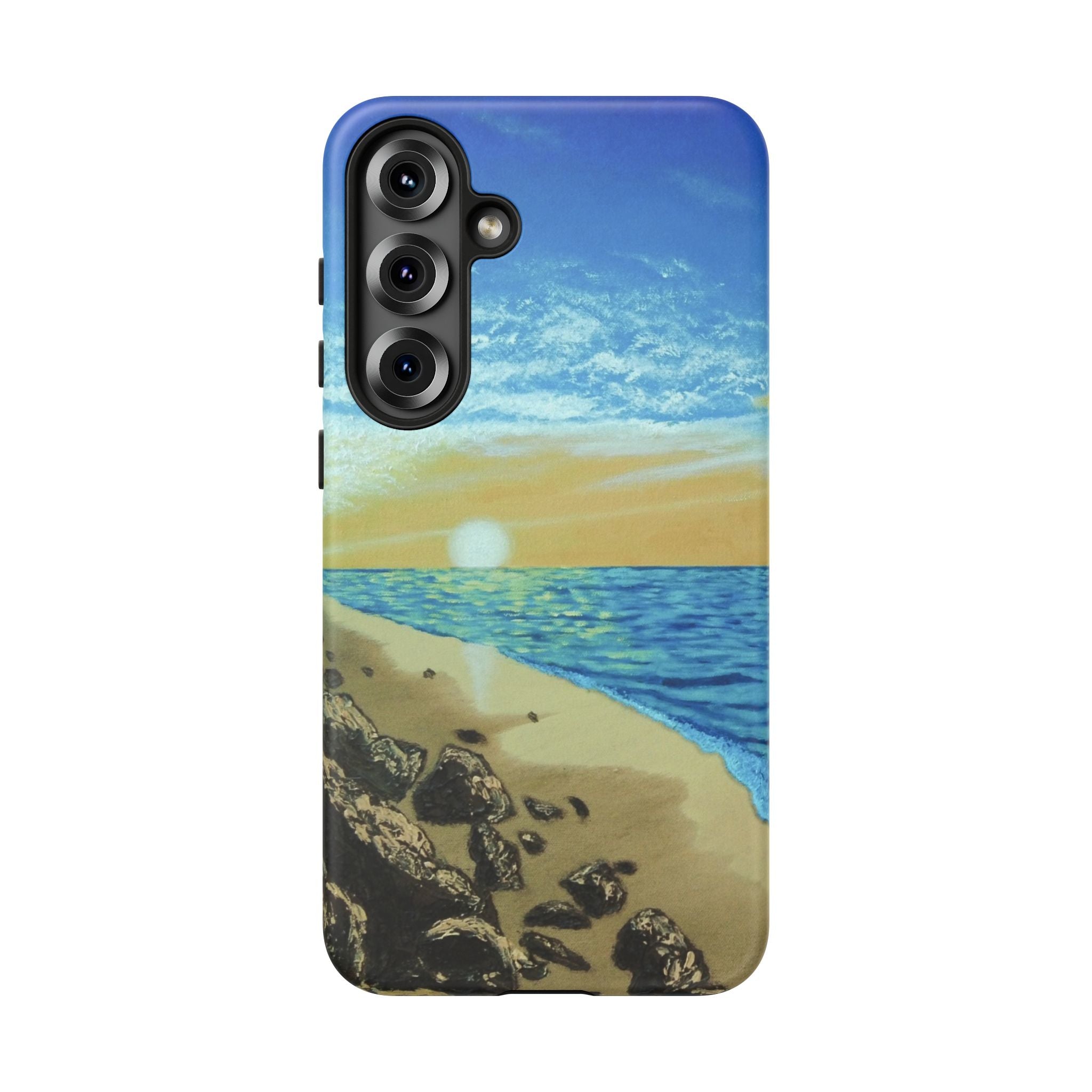 Beach Sunset Phone Case — Protective Tough Case with Coastal Shoreline Design