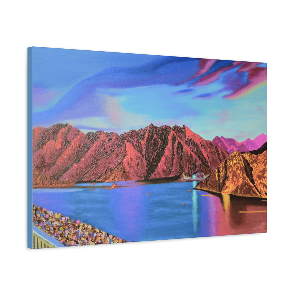 Sunset Mountain Lake Matte Canvas Wall Art — Vibrant Landscape Print