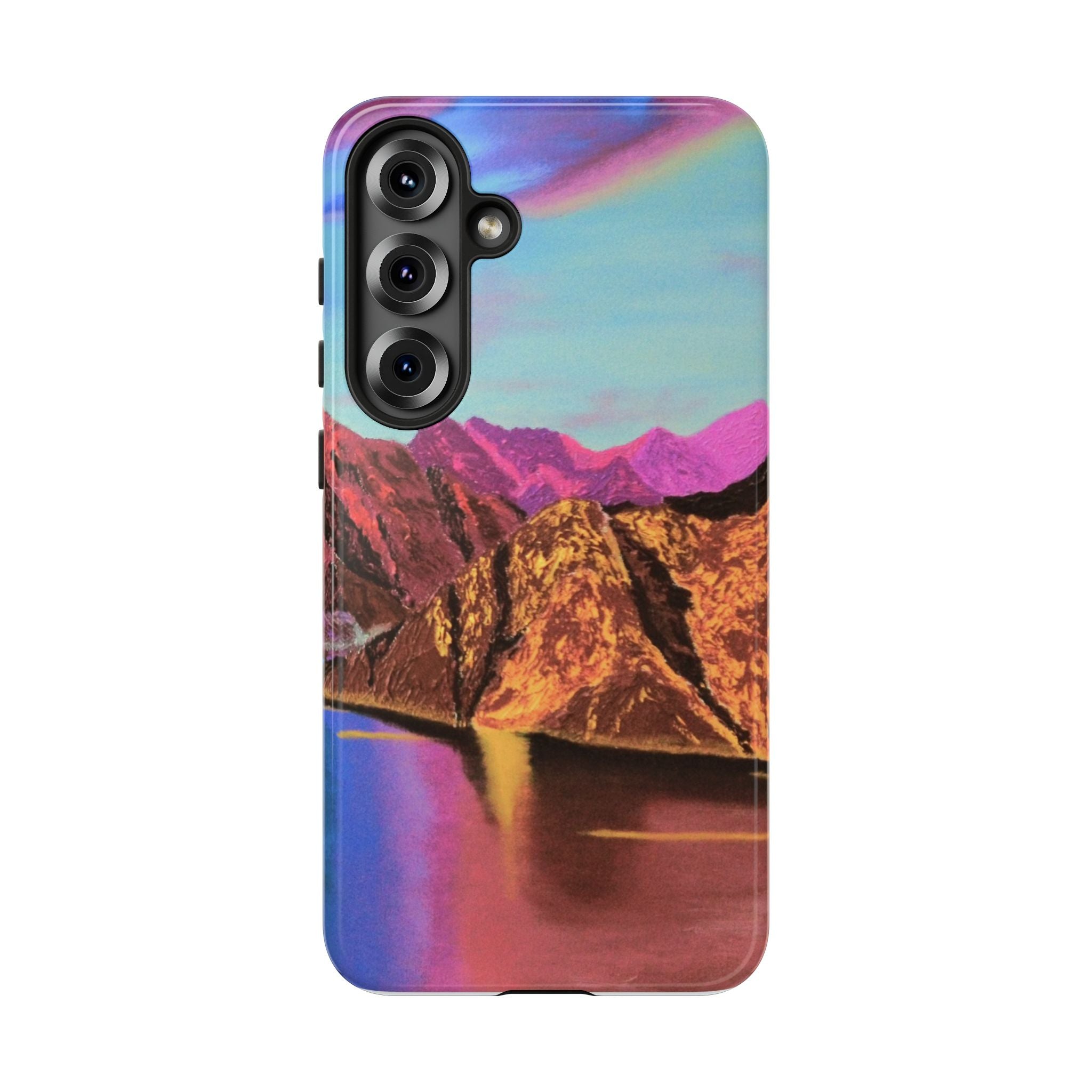 Protective Phone Case — Vibrant Retro Mountain Landscape