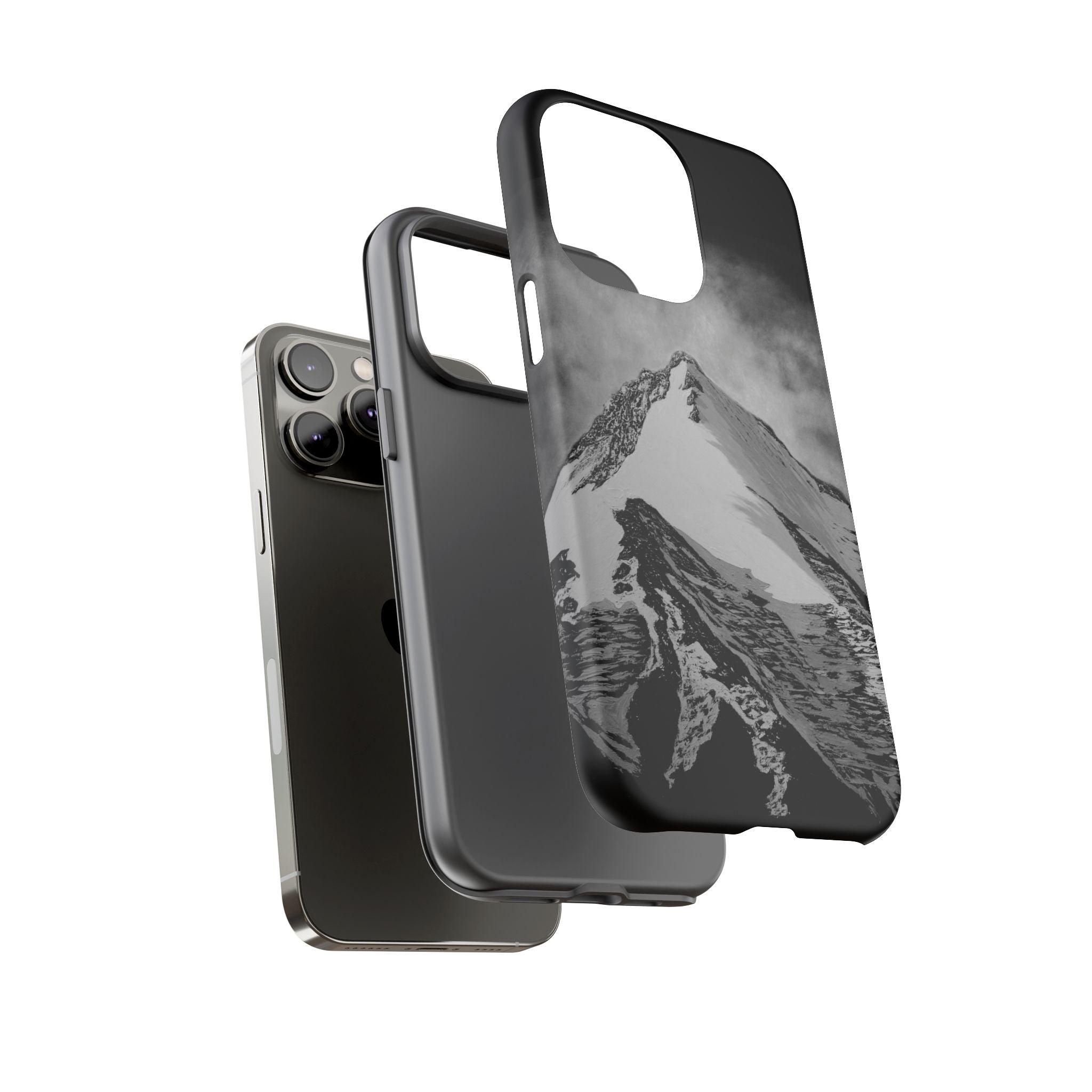 Mountain Peak Phone Case — Black & White Alpine Protective Case