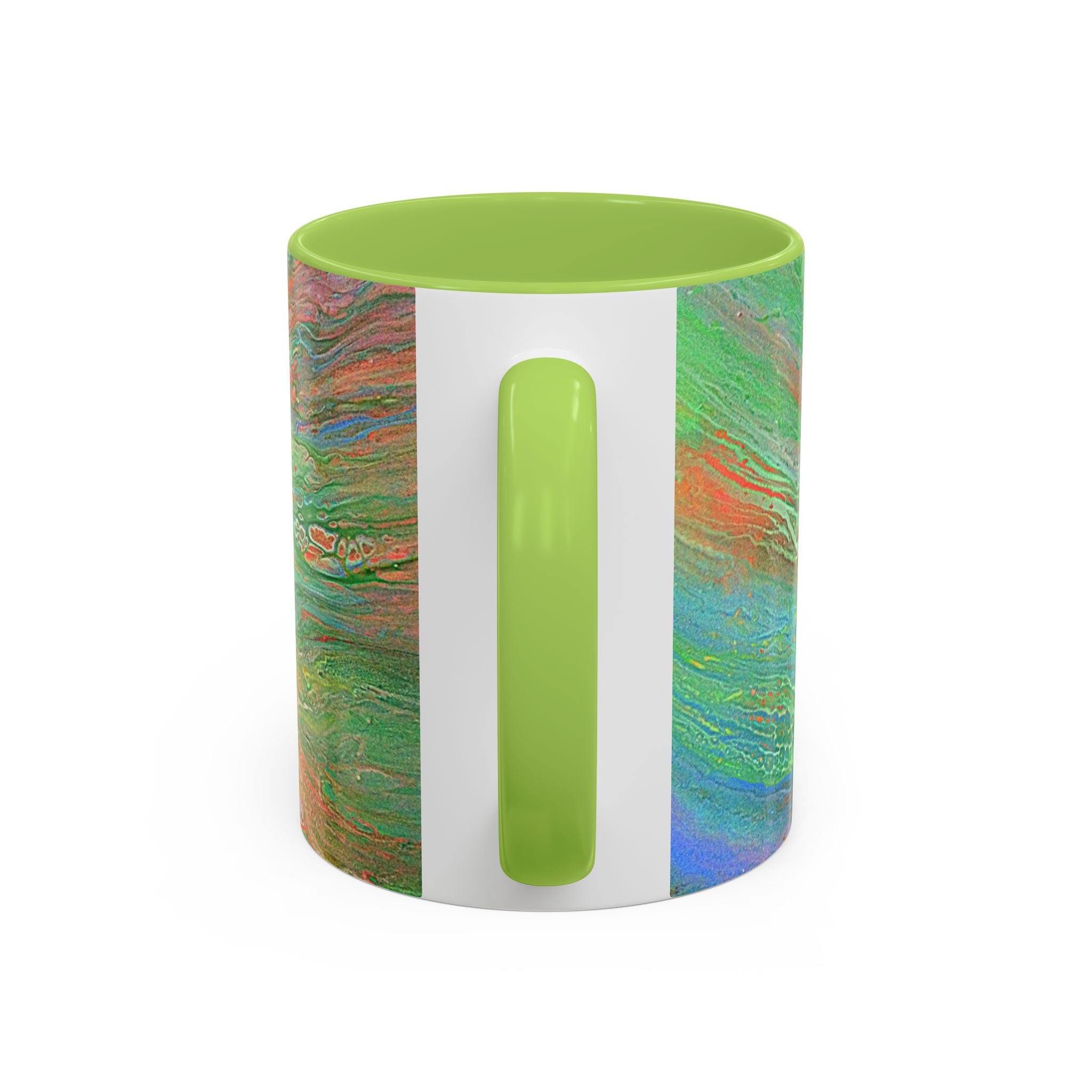 Green Marble Accent Coffee Mug — Abstract Swirl Art 11/15oz