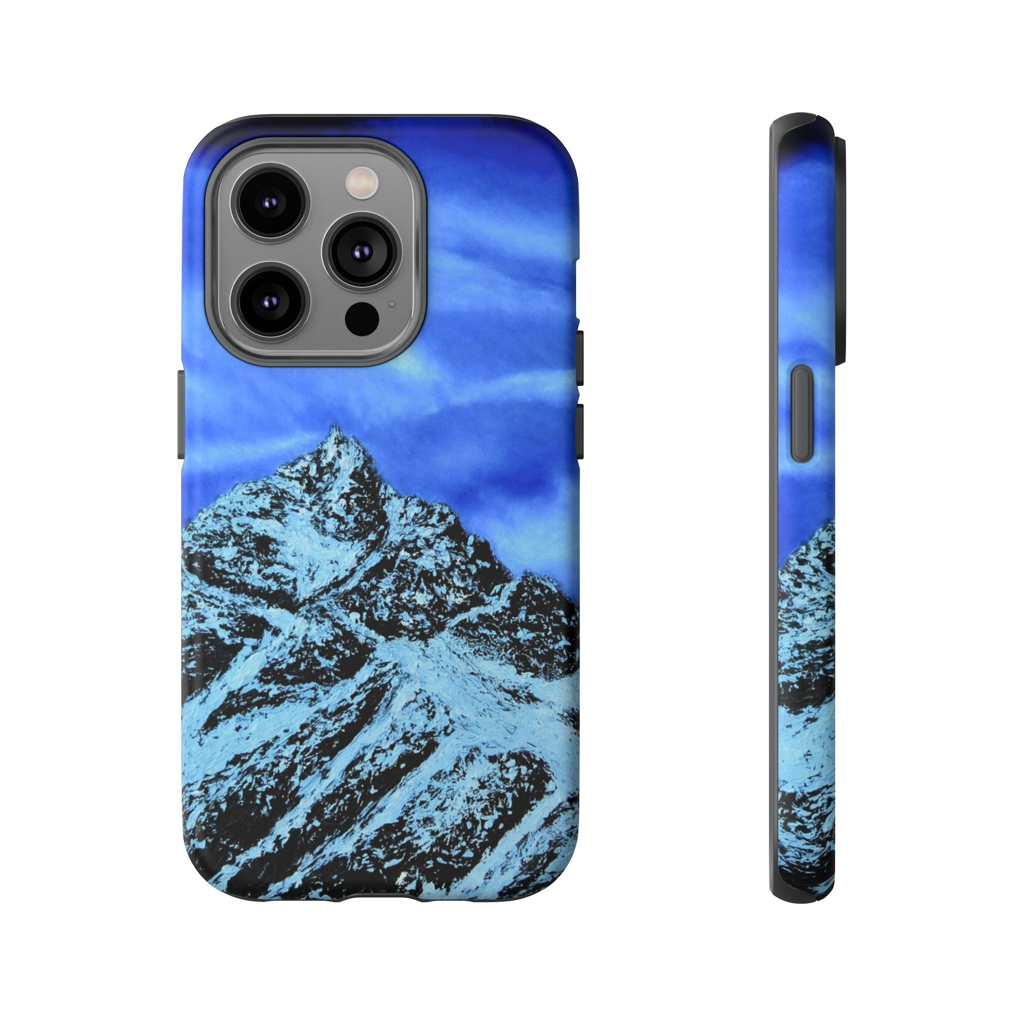Mountain Peak Blue Tough Phone Case — Rugged Protective iPhone Cover