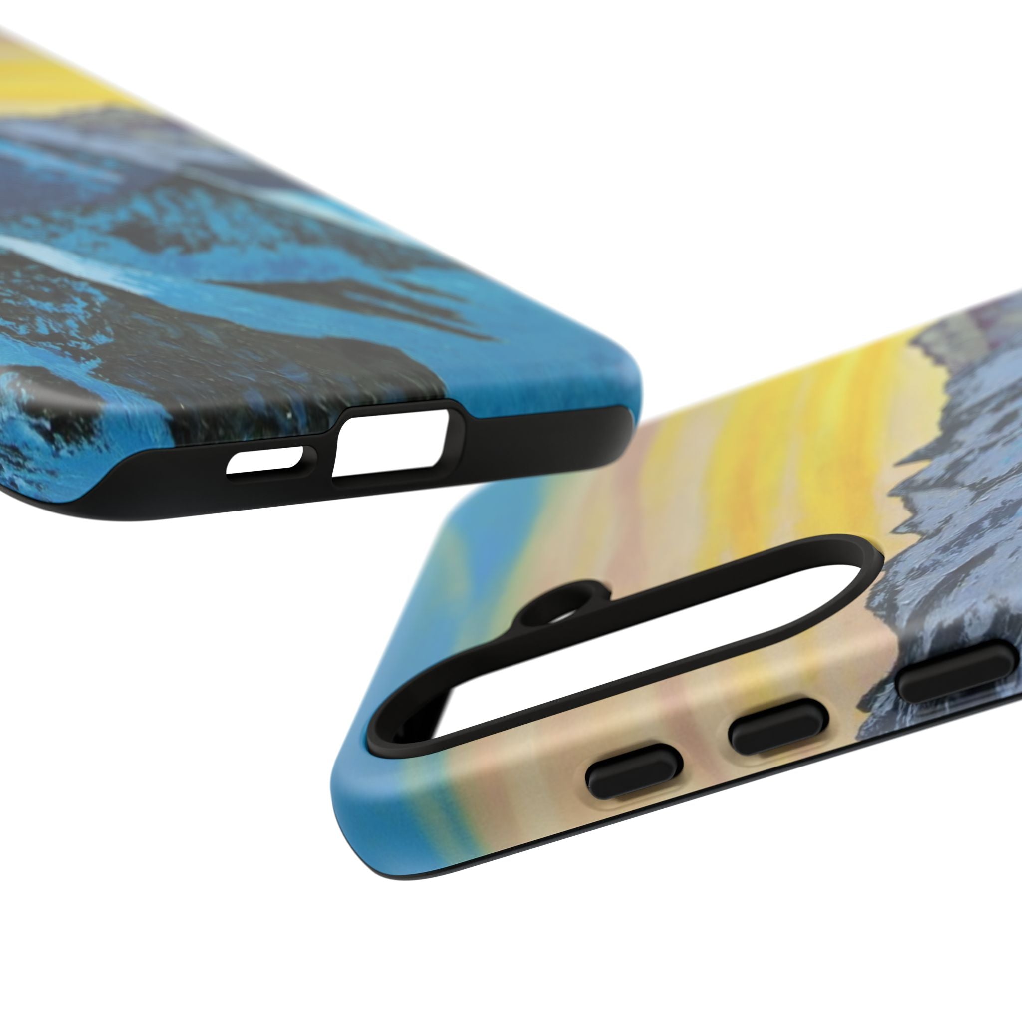 Mountain Sunset Phone Case — Protective Tough Case with Scenic Blue Peaks Design