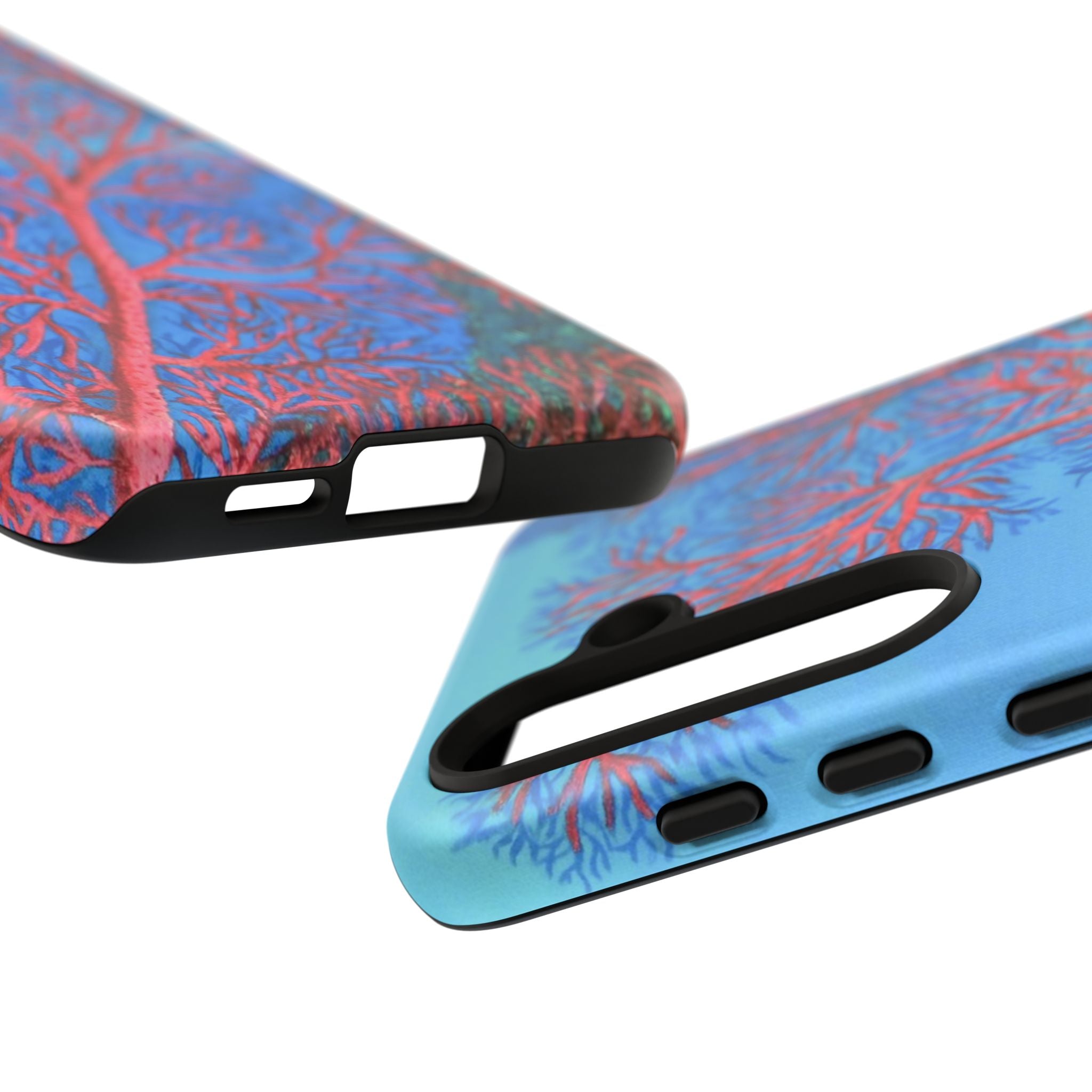 Coral Reef Phone Case — Vibrant Red Sea Fan on Ocean Blue Tough Case
