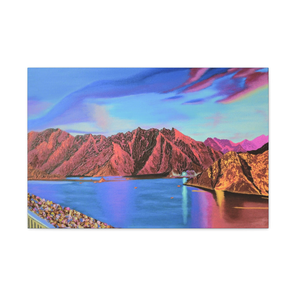 Sunset Mountain Lake Matte Canvas Wall Art — Vibrant Landscape Print