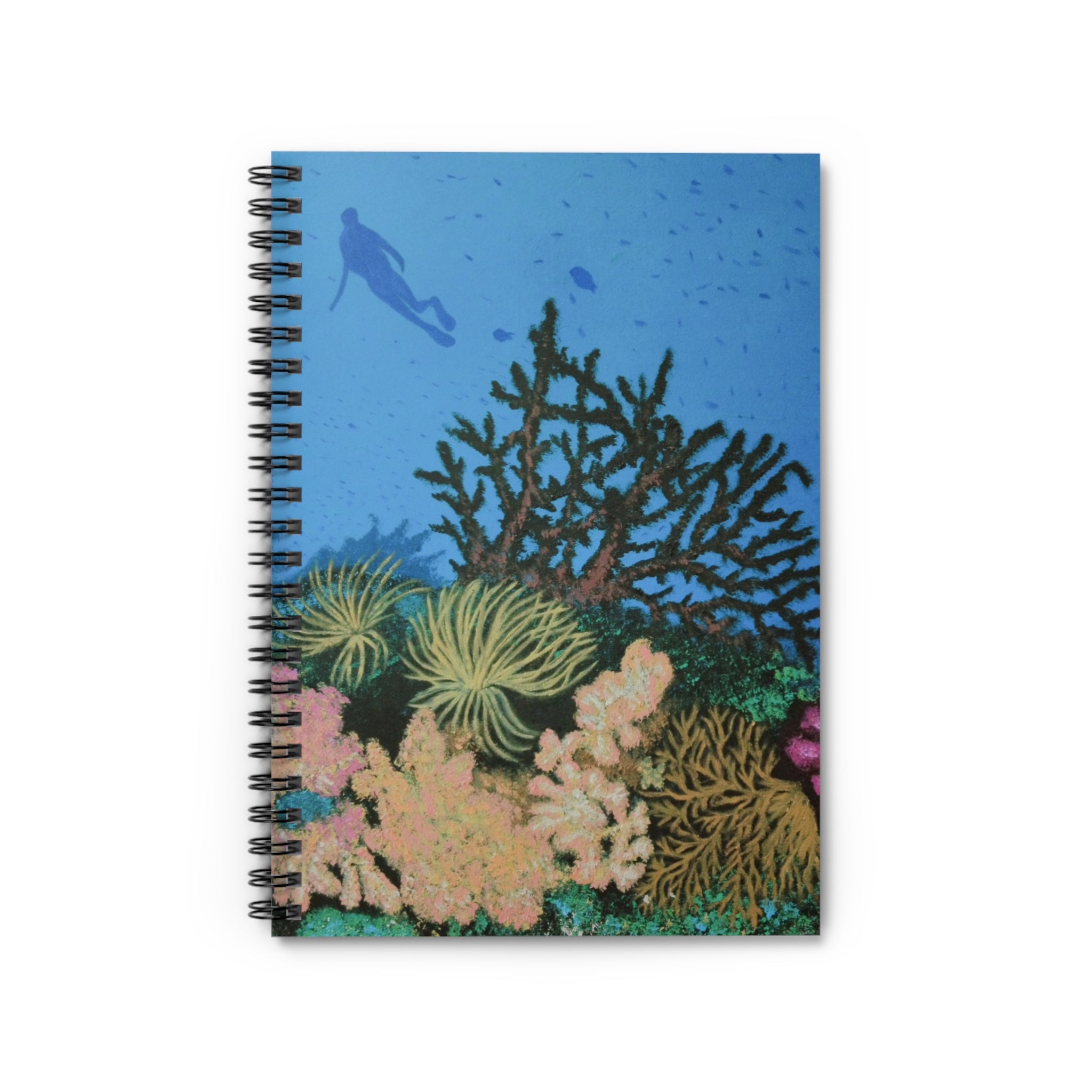 Ocean Coral Reef Spiral Notebook — Scuba Diver Ruled Journal
