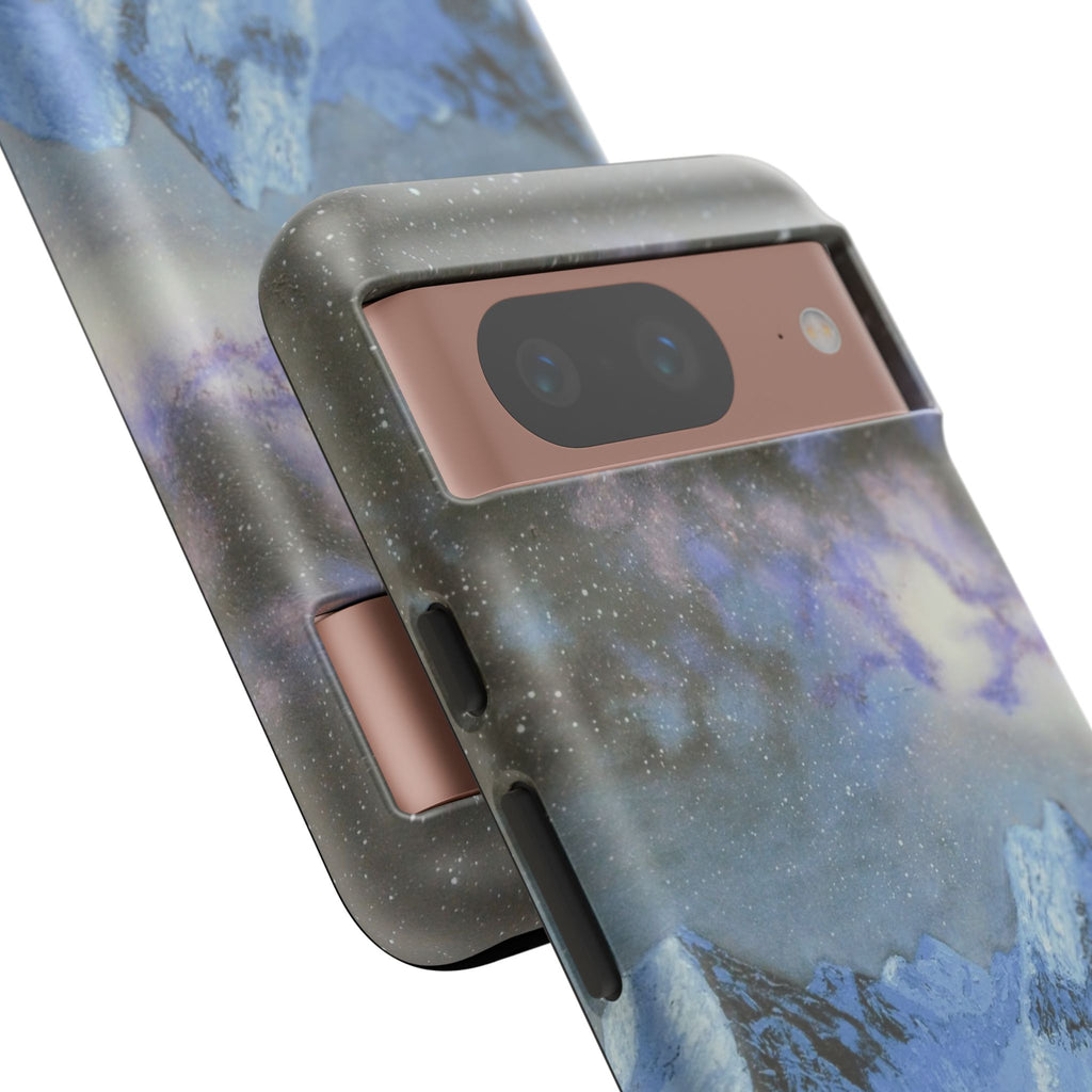 Mountain Night Sky Phone Case — Tough Protective iPhone Cover with Aurora & Snowy Peaks