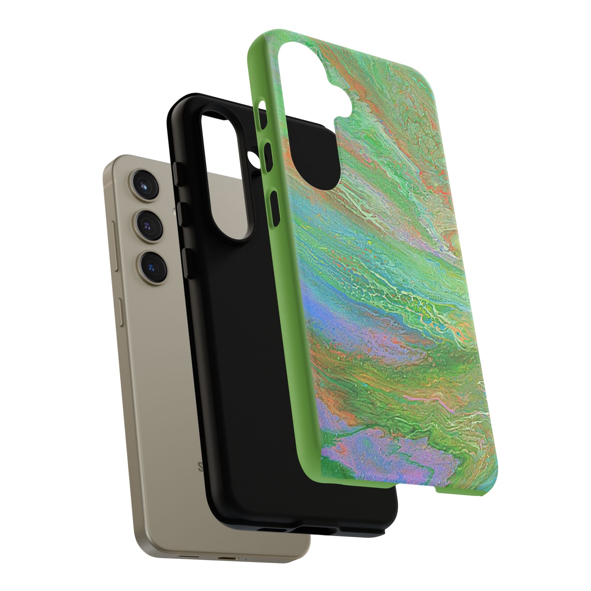 Marbled Green Abstract Phone Case — Protective Tough Case for iPhone
