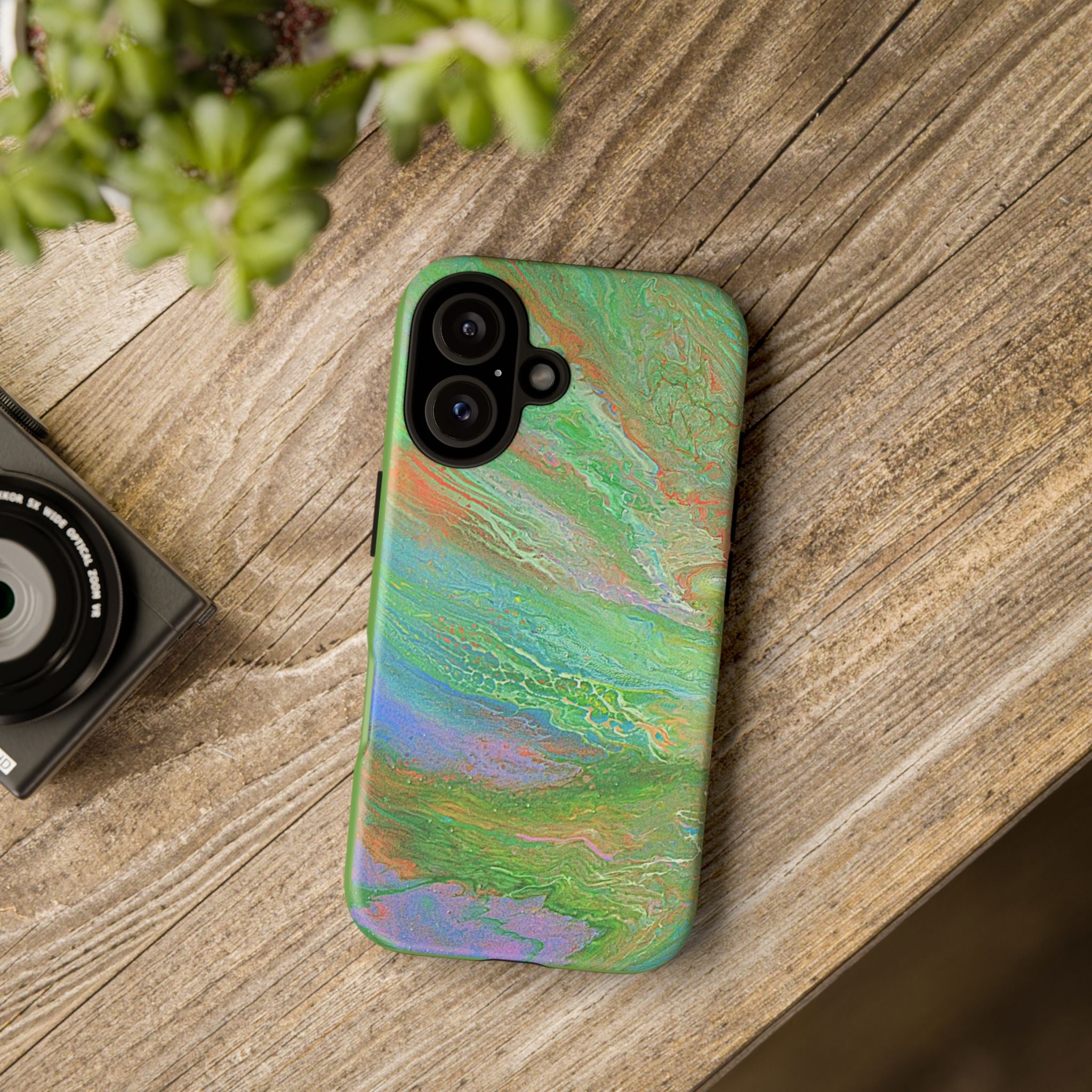 Marbled Green Abstract Phone Case — Protective Tough Case for iPhone