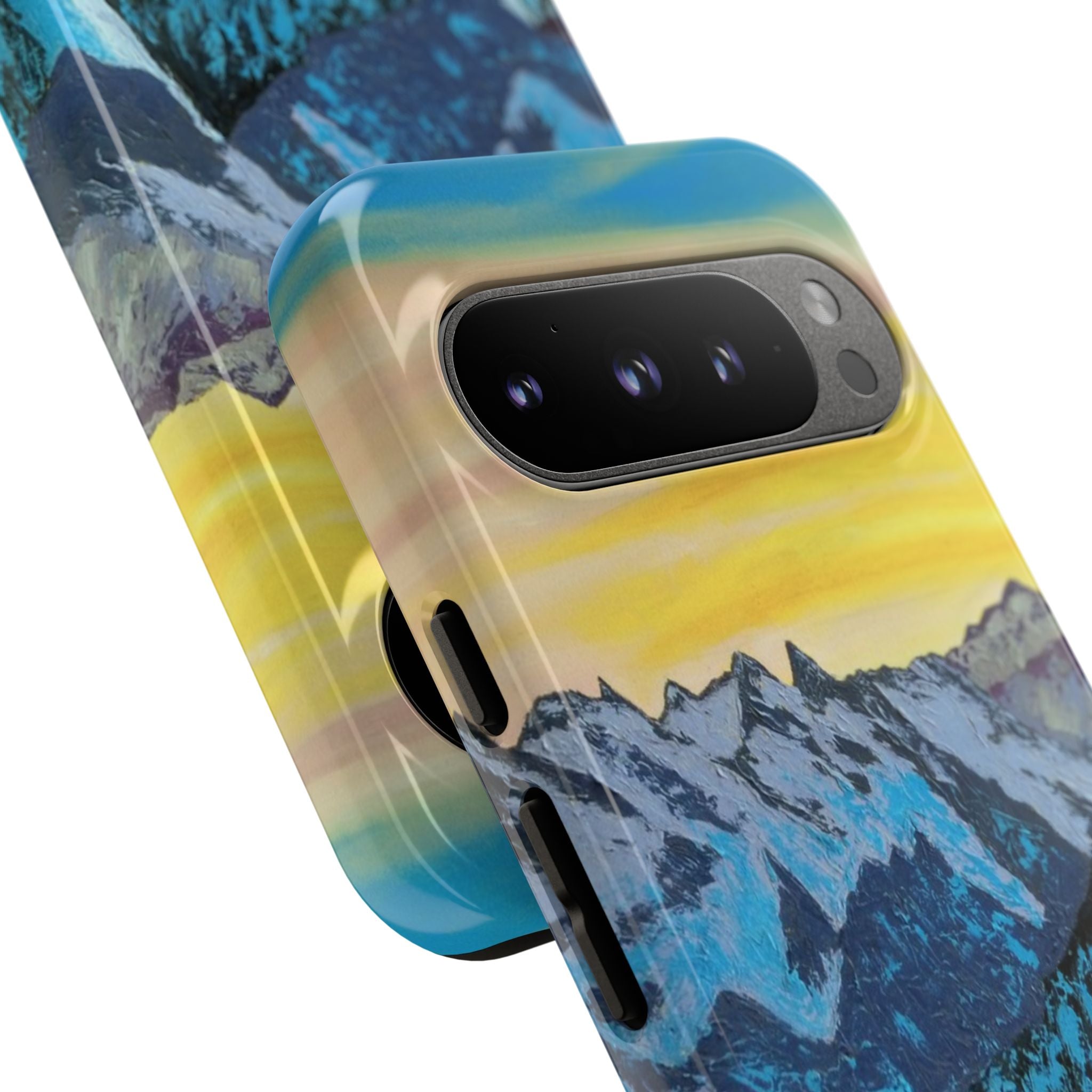 Mountain Sunset Phone Case — Protective Tough Case with Scenic Blue Peaks Design