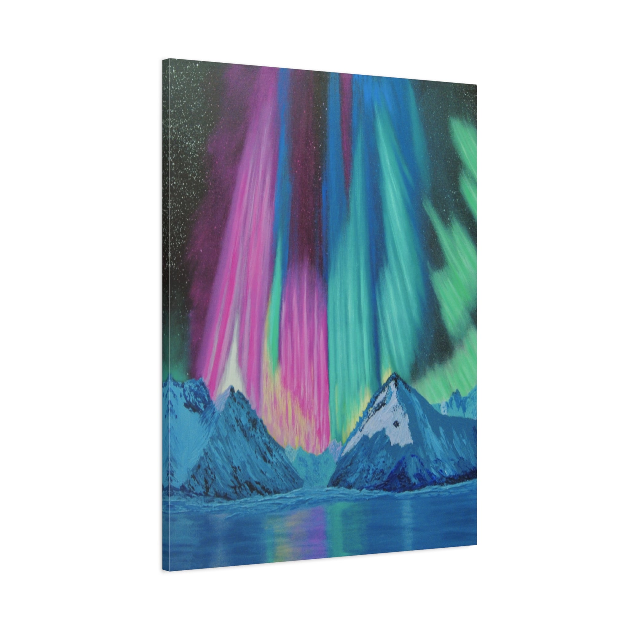 Aurora Mountain Canvas Print — Northern Lights Matte Stretched Wall Art