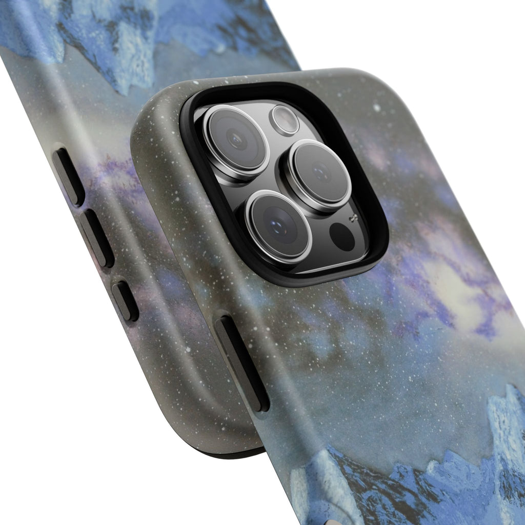 Mountain Night Sky Phone Case — Tough Protective iPhone Cover with Aurora & Snowy Peaks