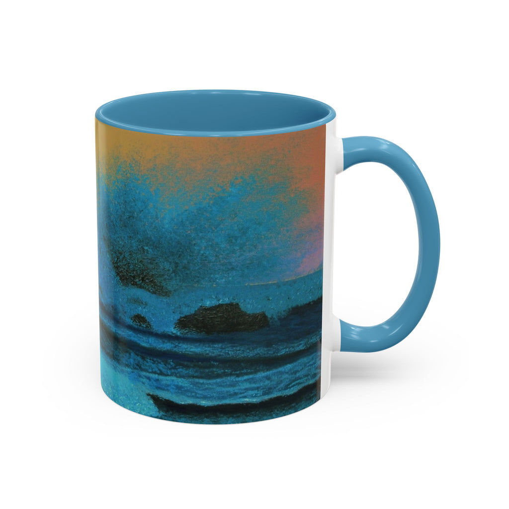 Ocean Sunset Accent Coffee Mug — Blue Teal Seascape Art (11/15oz)
