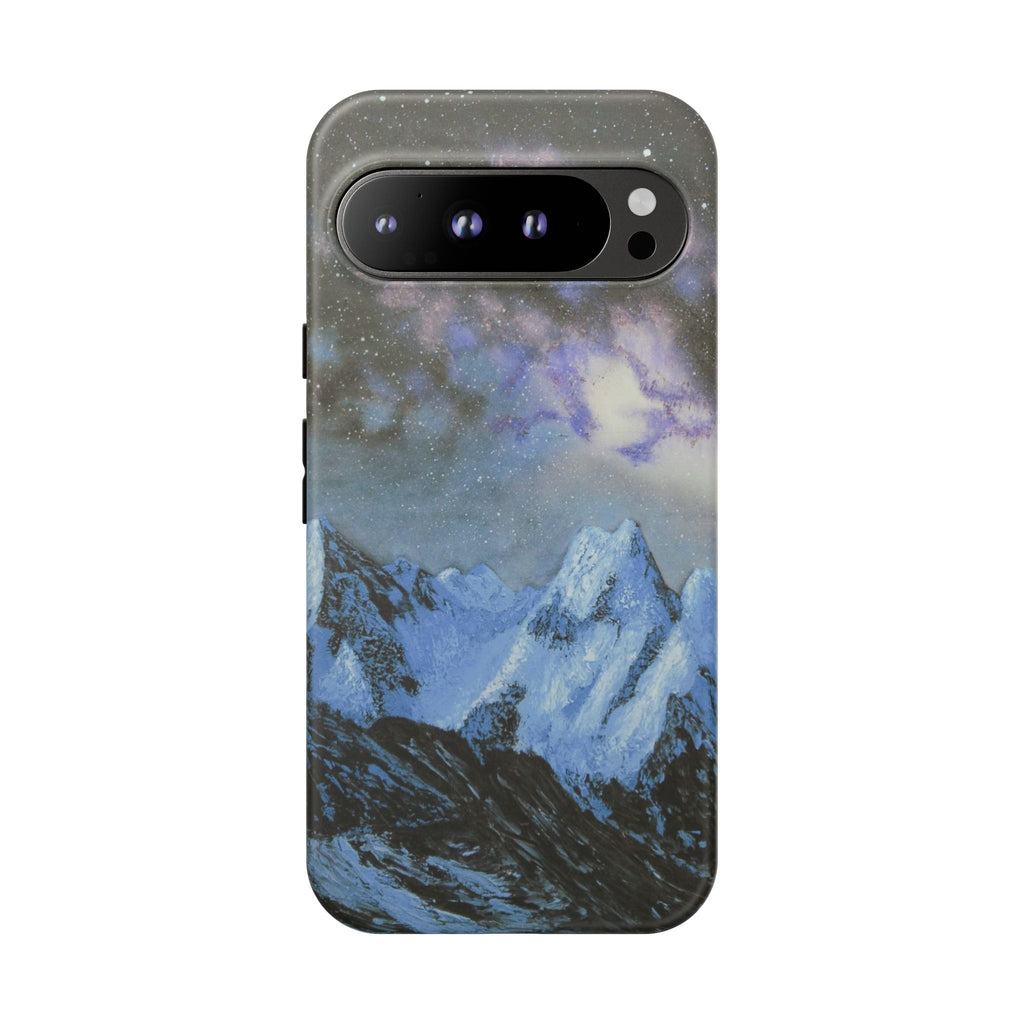 Mountain Night Sky Phone Case — Tough Protective iPhone Cover with Aurora & Snowy Peaks