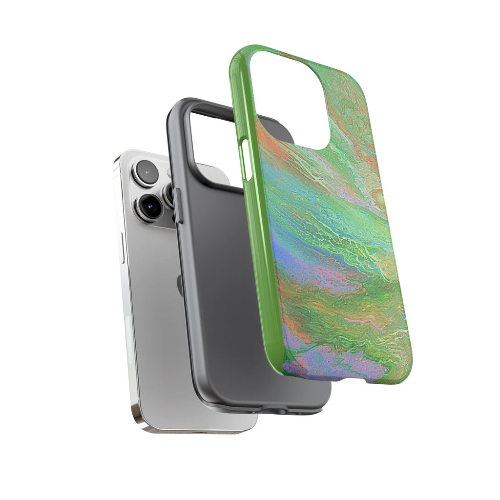 Marbled Green Abstract Phone Case — Protective Tough Case for iPhone