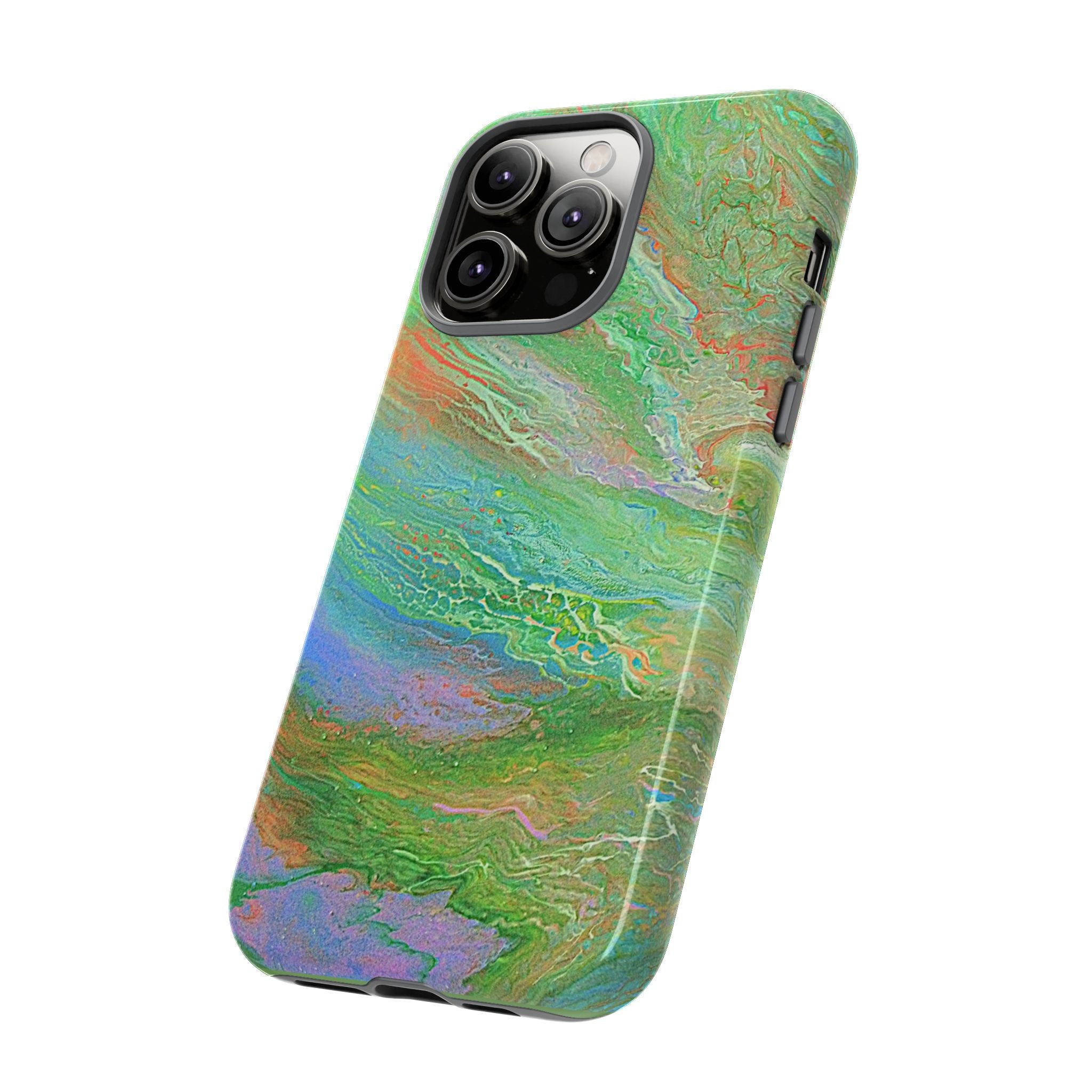 Marbled Green Abstract Phone Case — Protective Tough Case for iPhone