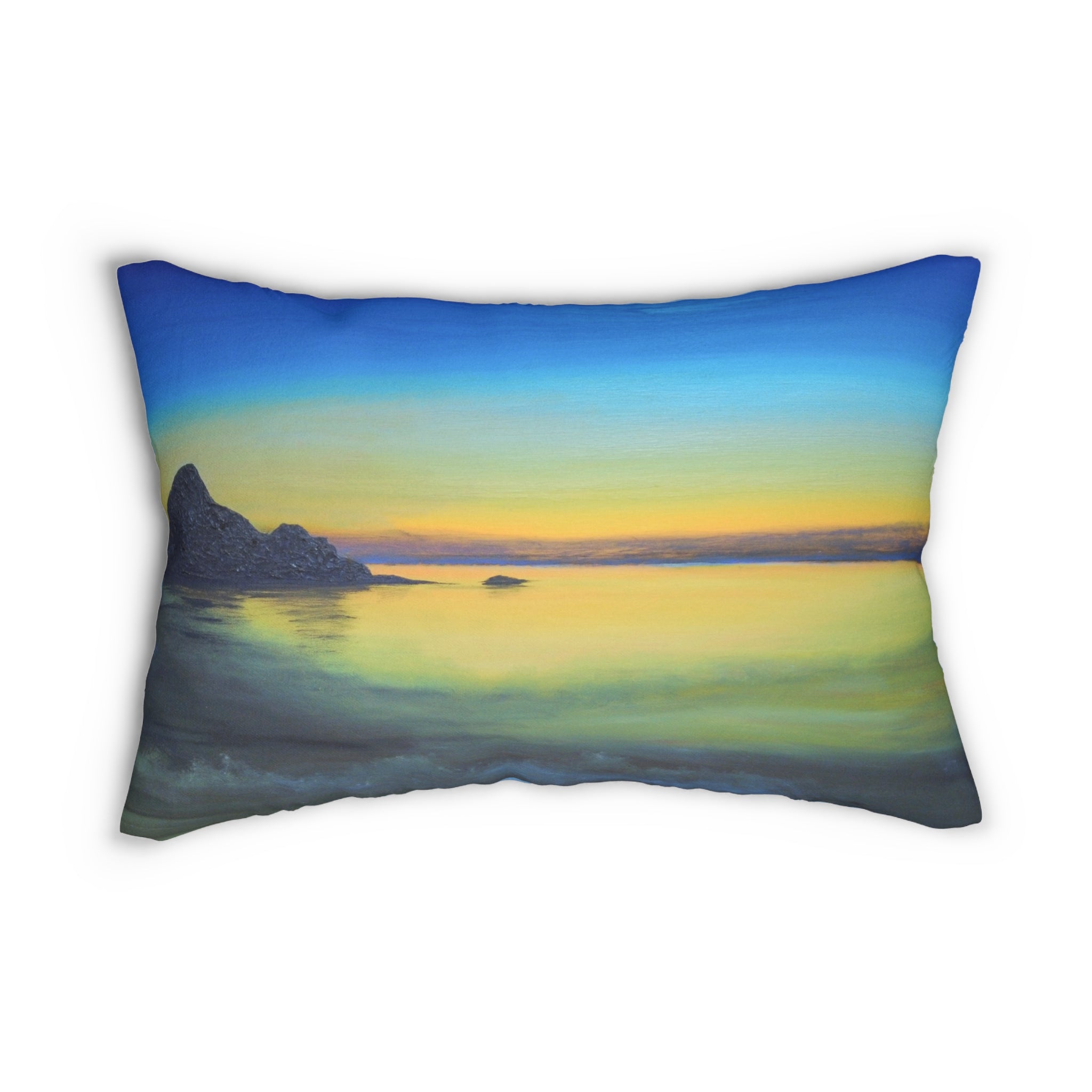 Sunset Seascape Lumbar Pillow — Coastal Ocean Beach Decorative Pillow