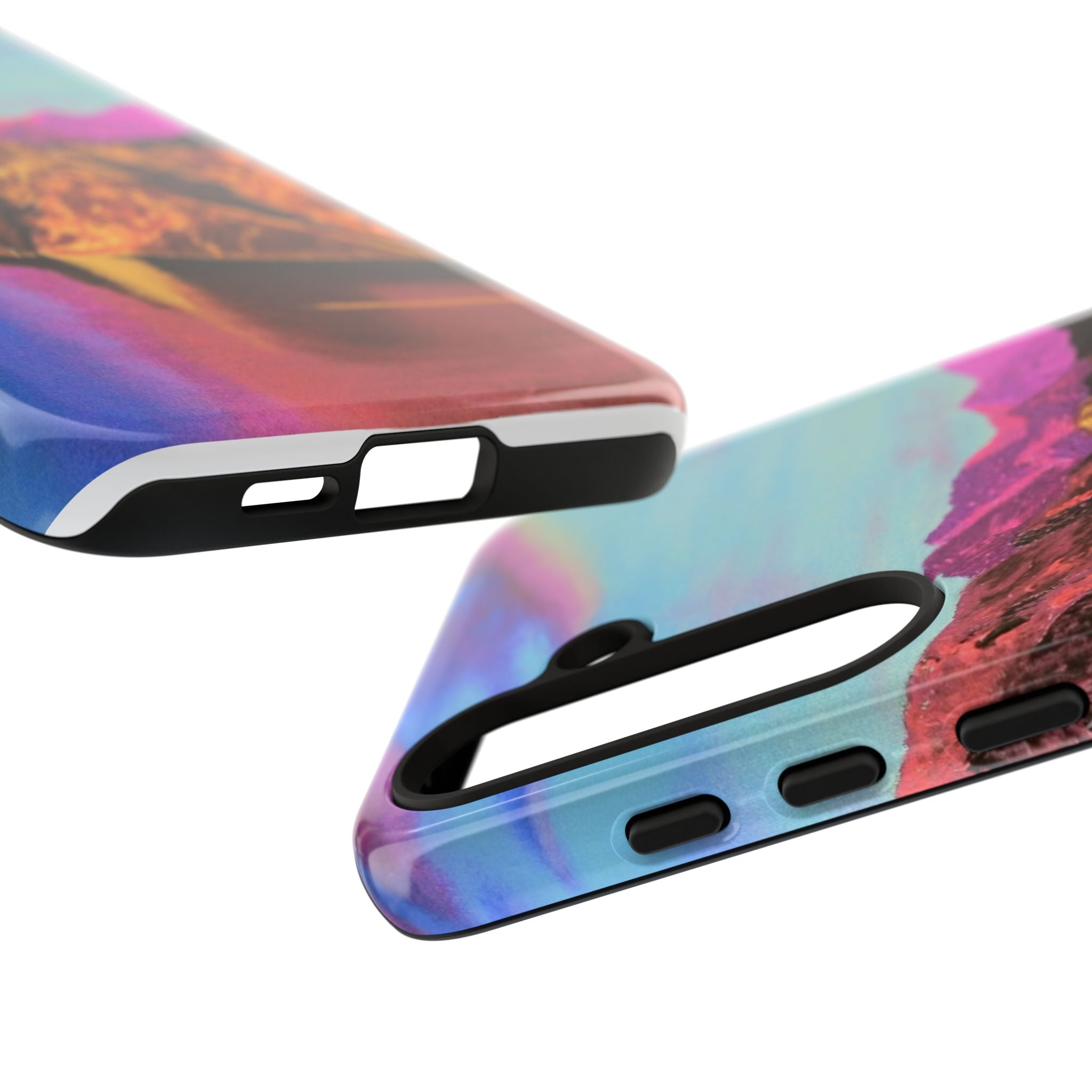 Protective Phone Case — Vibrant Retro Mountain Landscape