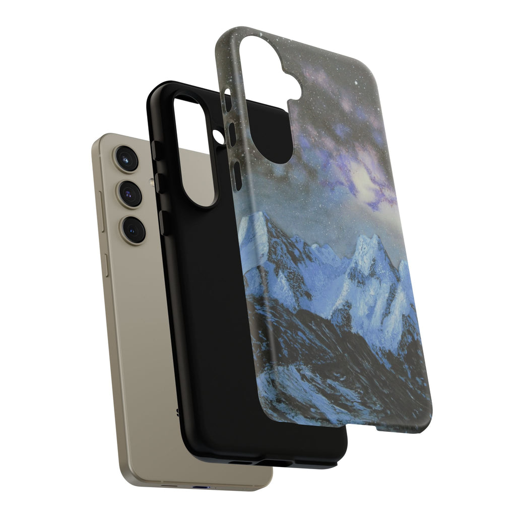 Mountain Night Sky Phone Case — Tough Protective iPhone Cover with Aurora & Snowy Peaks
