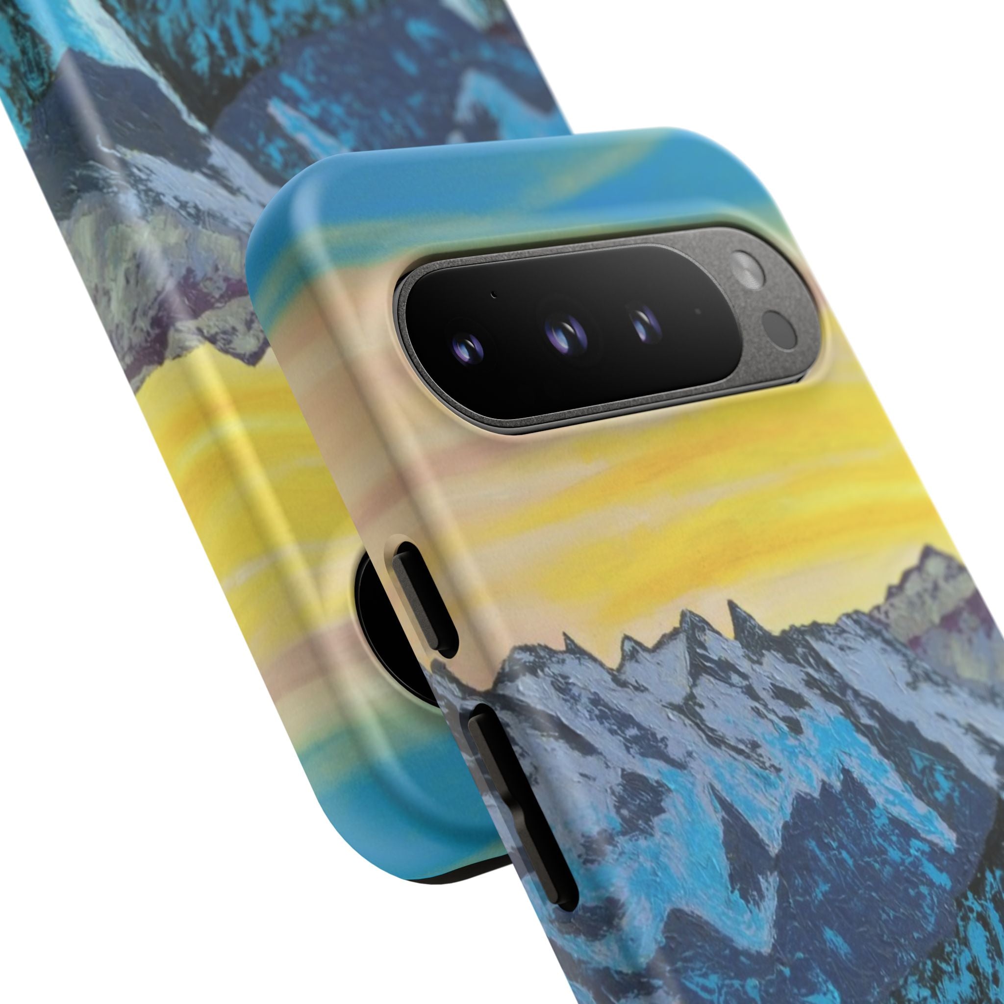 Mountain Sunset Phone Case — Protective Tough Case with Scenic Blue Peaks Design