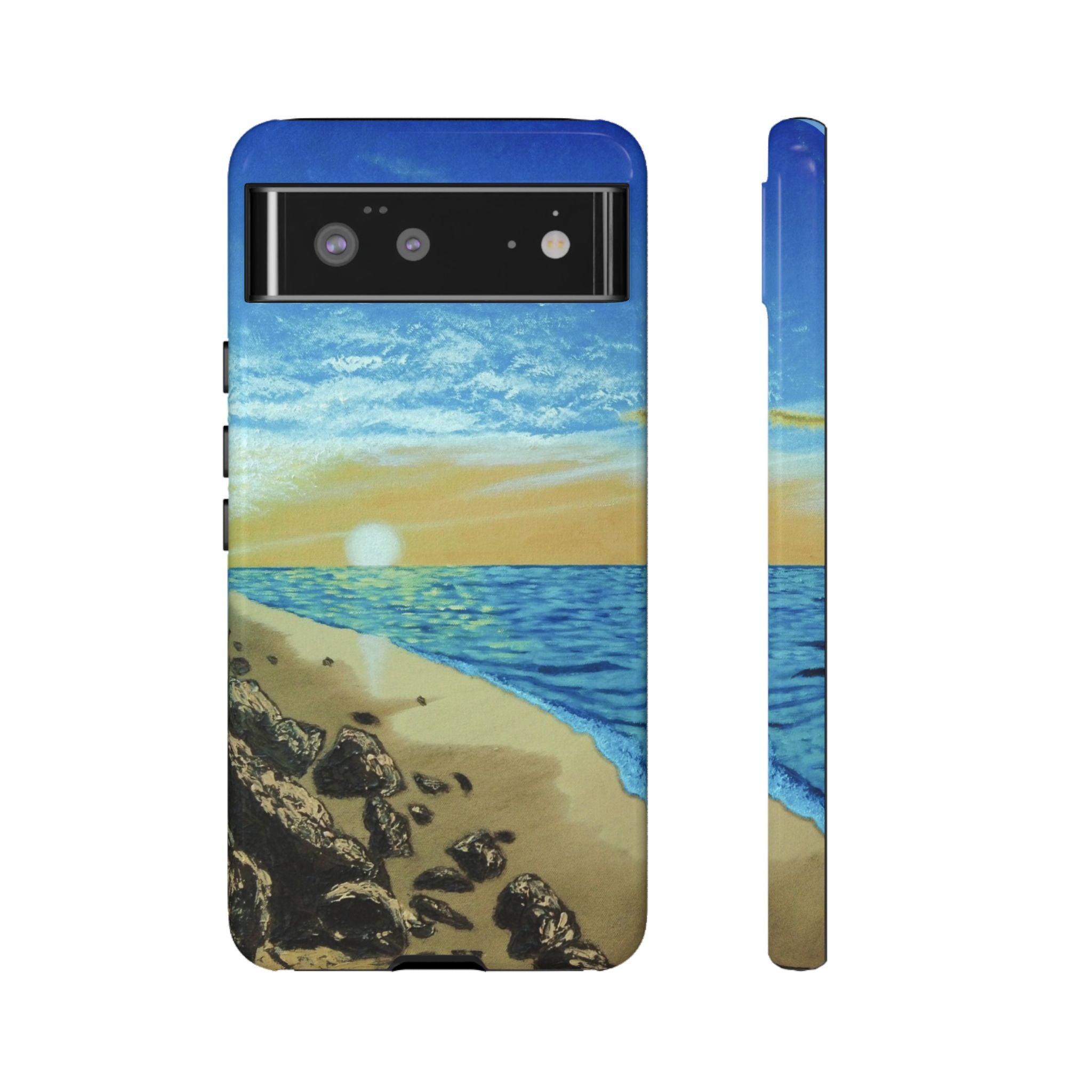 Beach Sunset Phone Case — Protective Tough Case with Coastal Shoreline Design