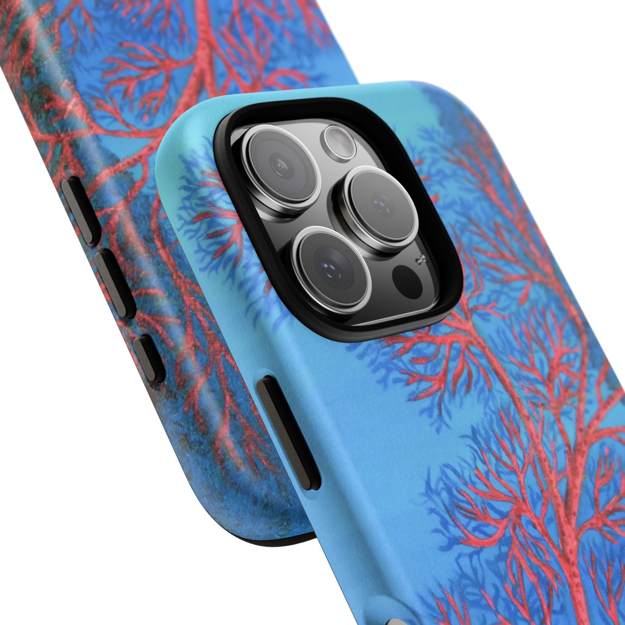 Coral Reef Phone Case — Vibrant Red Sea Fan on Ocean Blue Tough Case