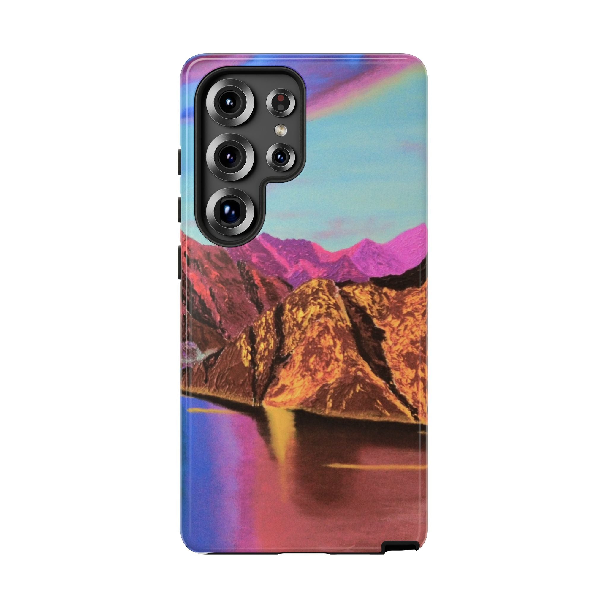 Protective Phone Case — Vibrant Retro Mountain Landscape