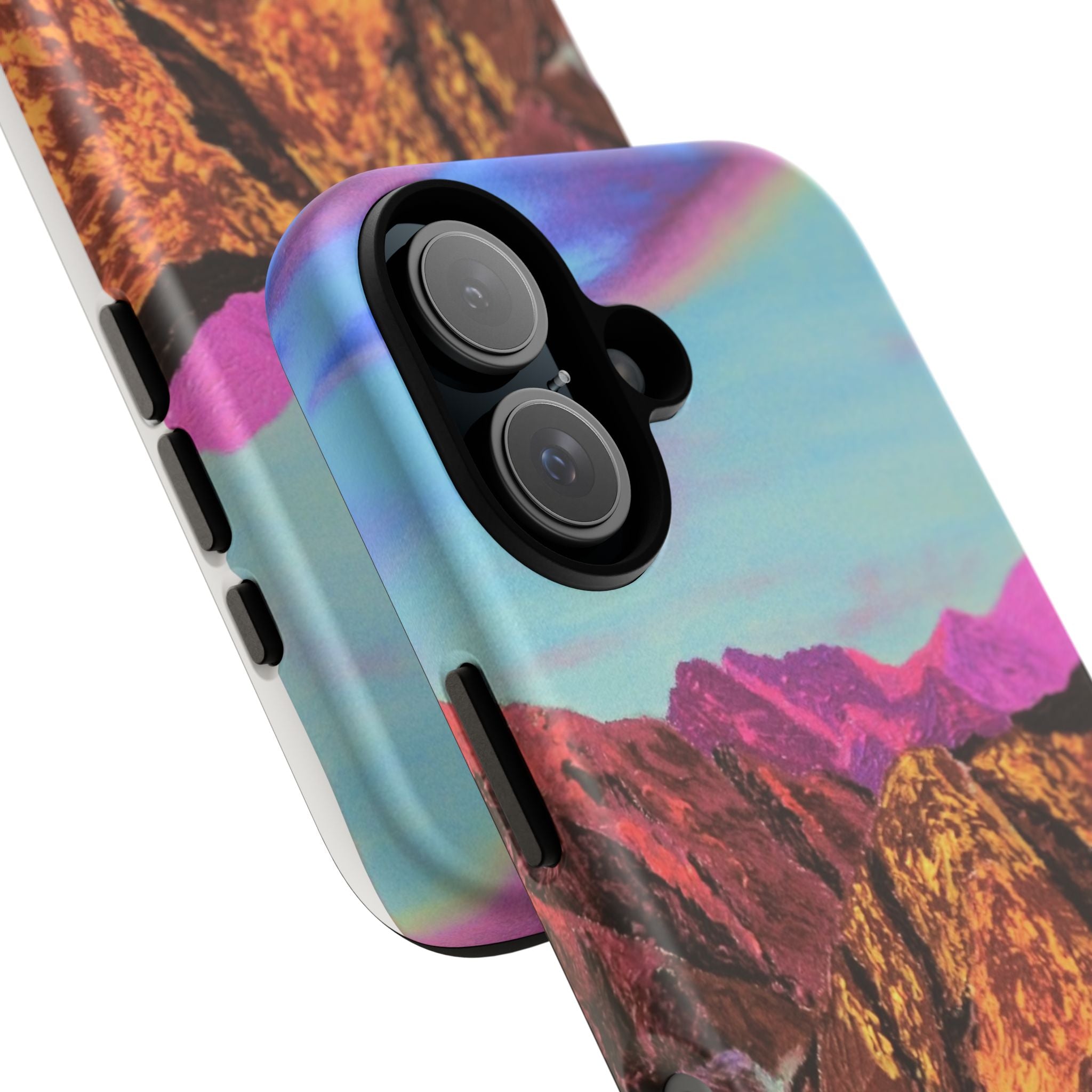 Protective Phone Case — Vibrant Retro Mountain Landscape