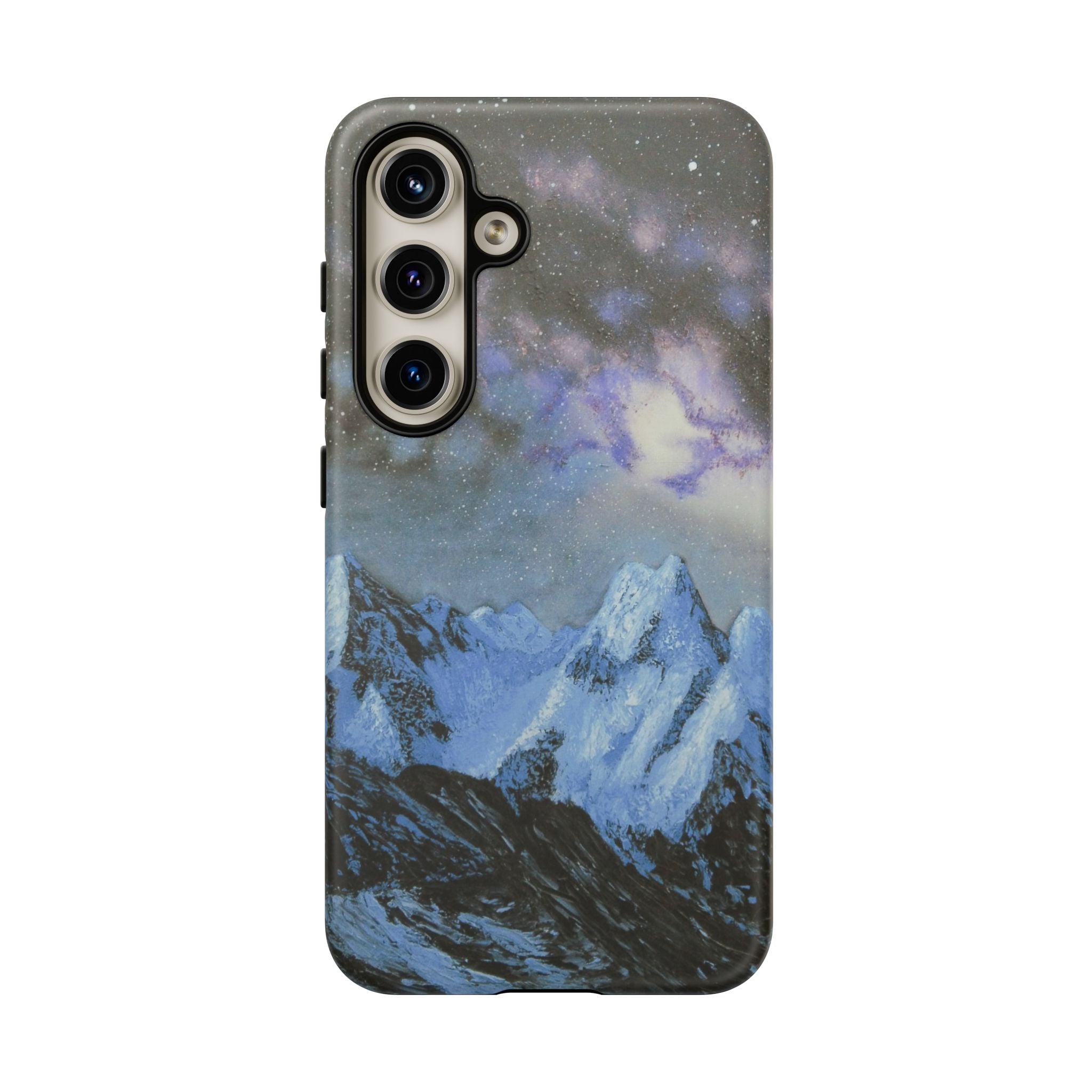 Mountain Night Sky Phone Case — Tough Protective iPhone Cover with Aurora & Snowy Peaks