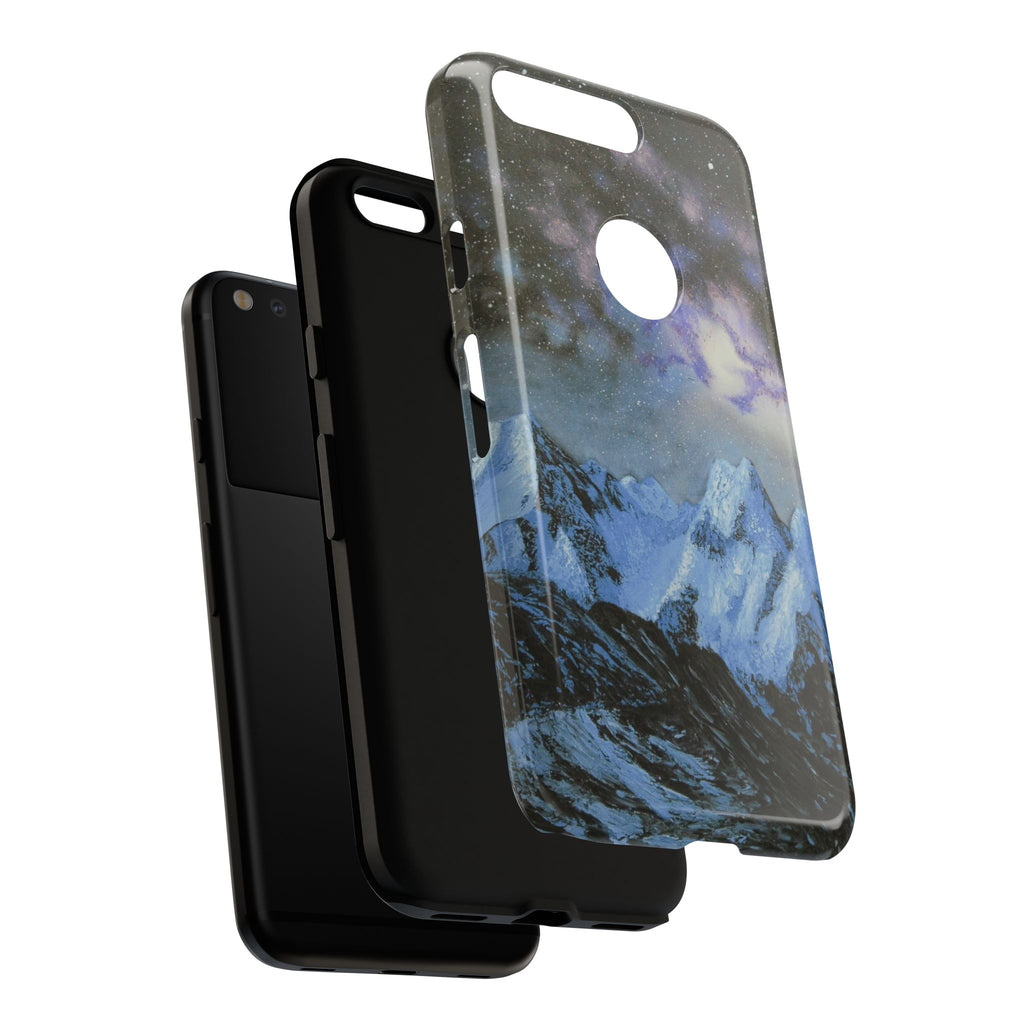 Mountain Night Sky Phone Case — Tough Protective iPhone Cover with Aurora & Snowy Peaks