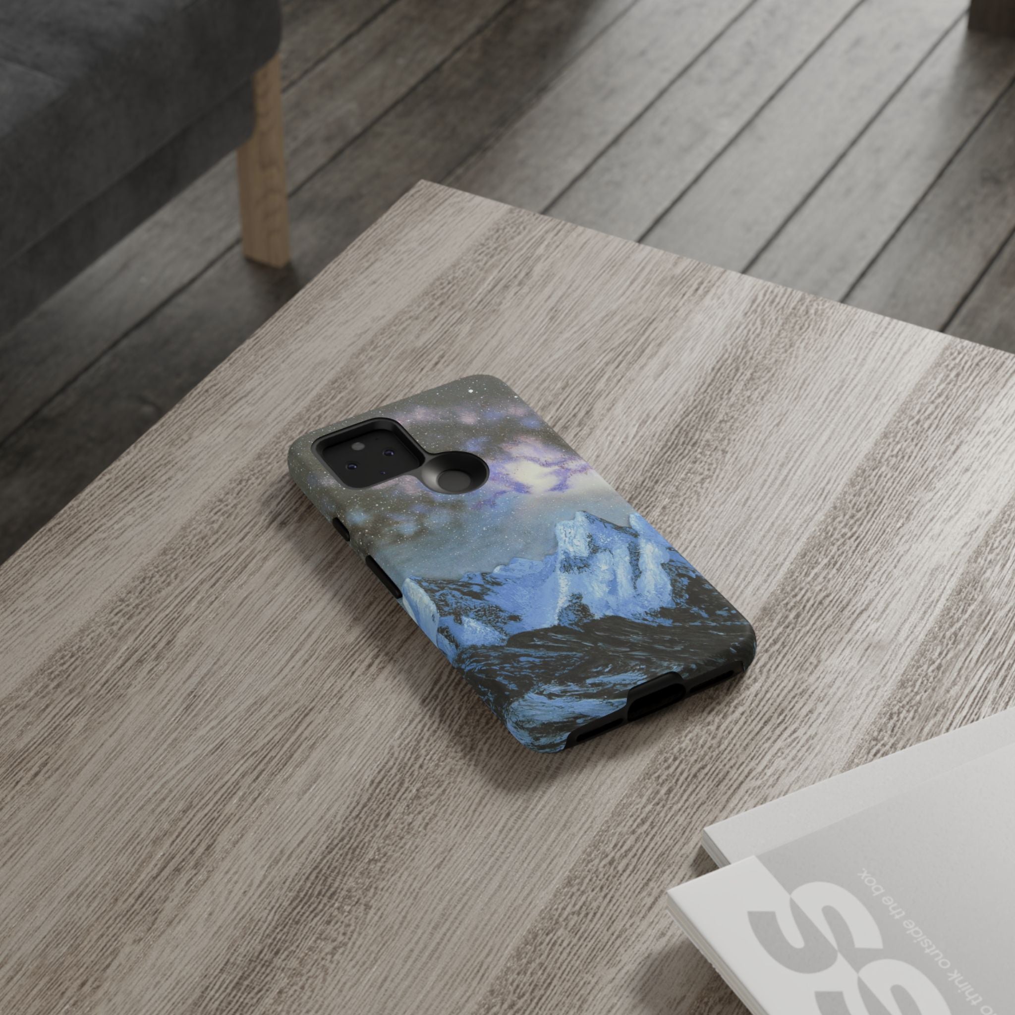 Mountain Night Sky Phone Case — Tough Protective iPhone Cover with Aurora & Snowy Peaks