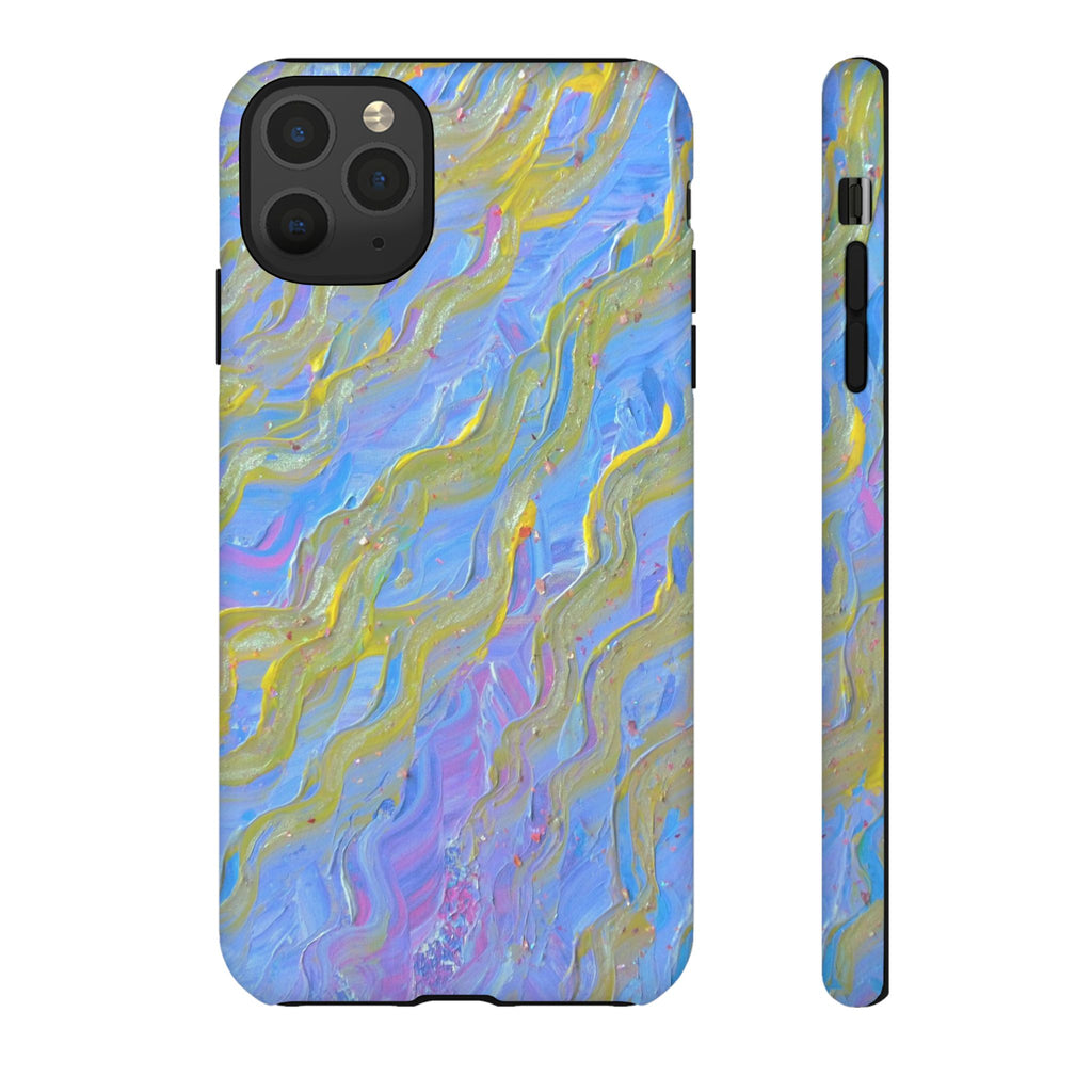 Pastel Marble Tough Phone Case — Blue & Gold Abstract Protective Cover